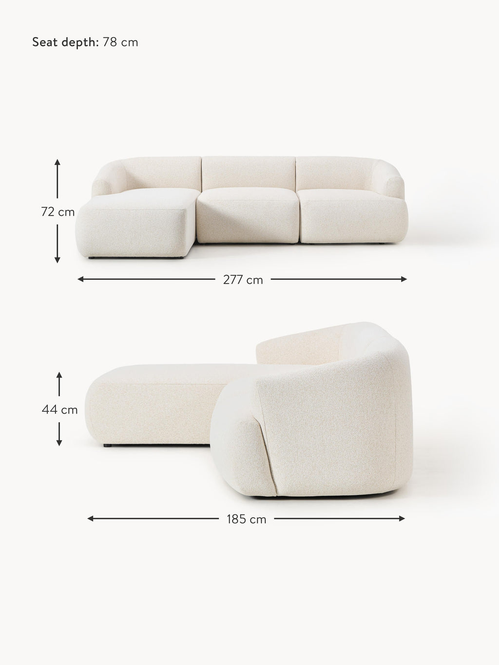 Sofia Modular Bouclé Corner Sofa (4-seater)