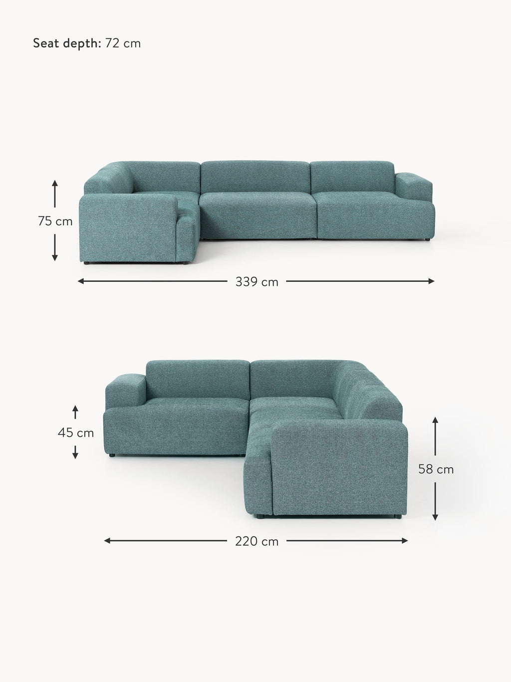 Melva Large Corner Sofa (4-seater)