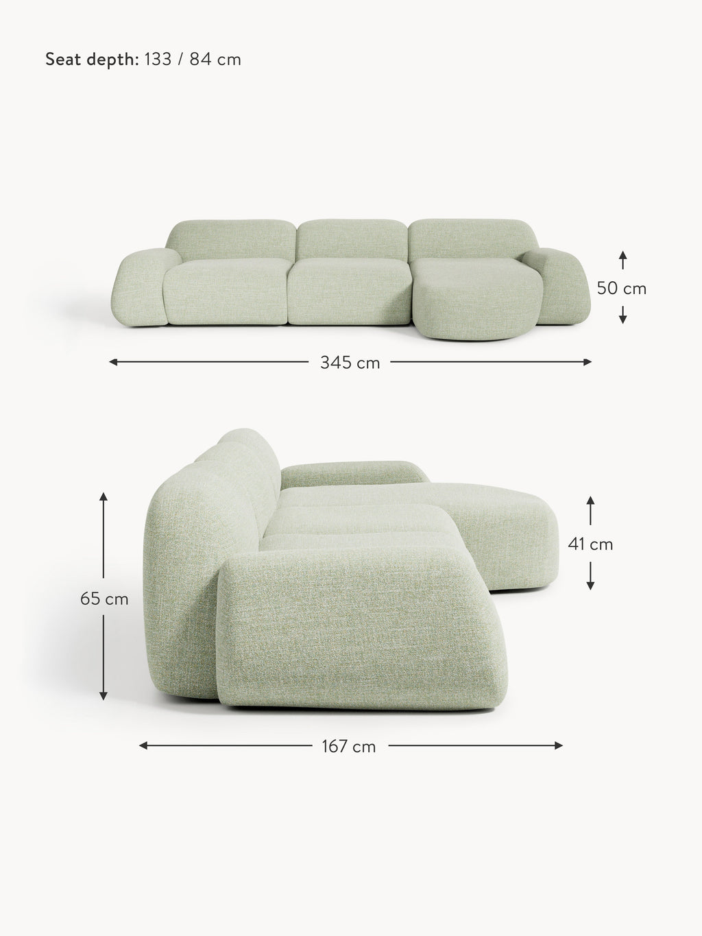Wolke Modular Bouclé Corner Sofa (4-seater)