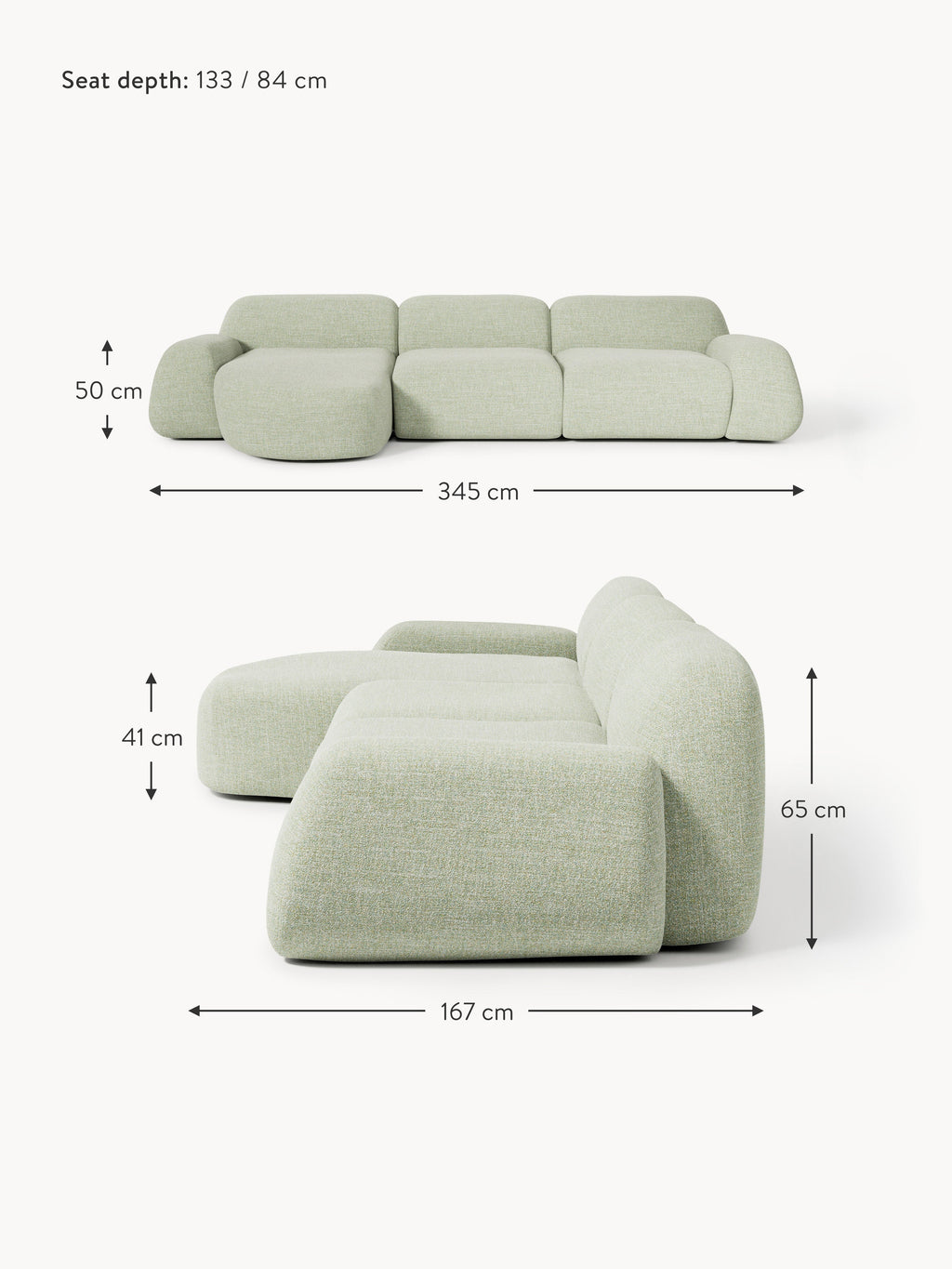 Wolke Modular Bouclé Corner Sofa (4-seater)