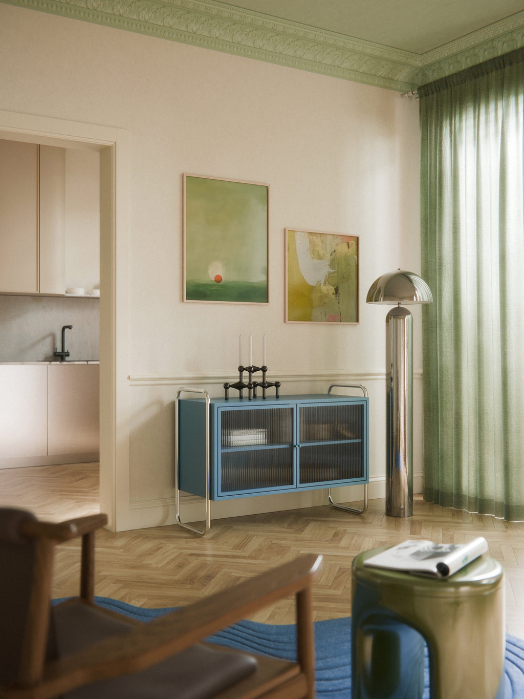 Robyn Metal Sideboard with Glass Front