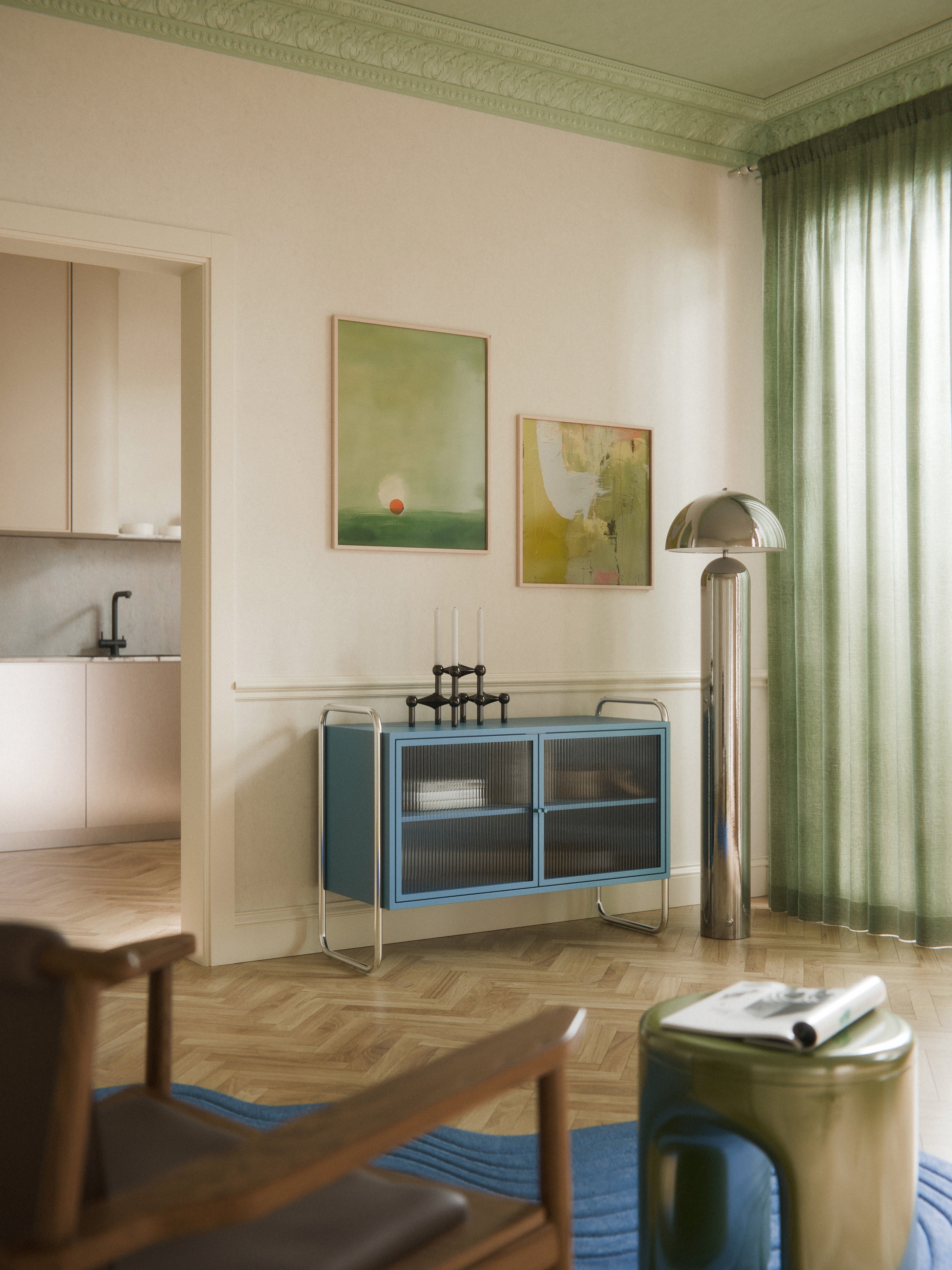 Robyn Metal Sideboard with Glass Front