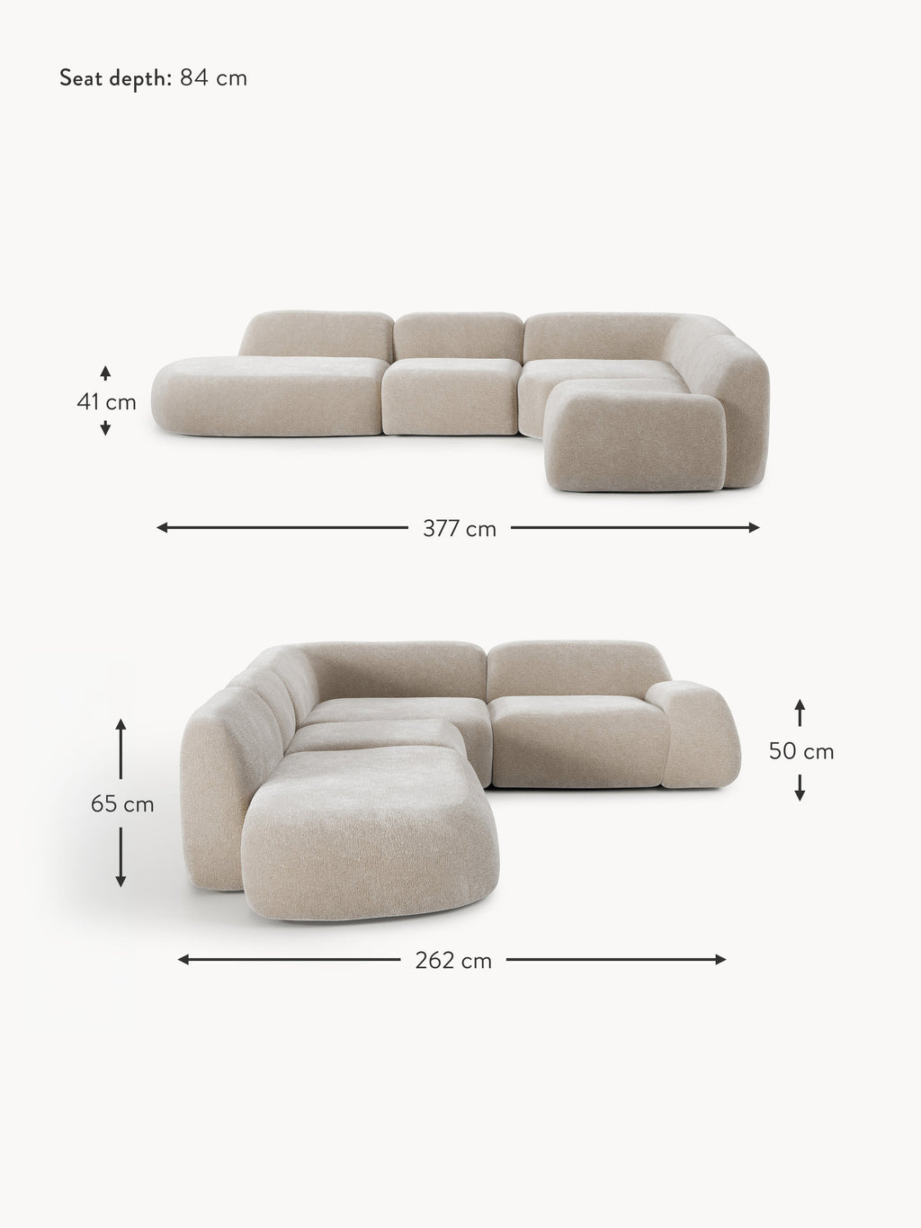 Wolke XL Modular Corner Sofa with Chaise End