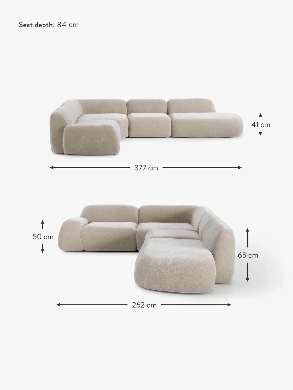 Wolke XL Modular Corner Sofa with Chaise End