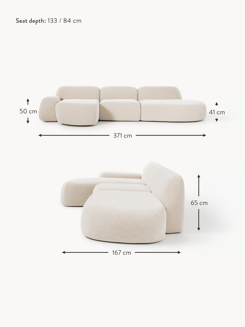Wolke Modular Corner Sofa (4-seater) with Chaise End