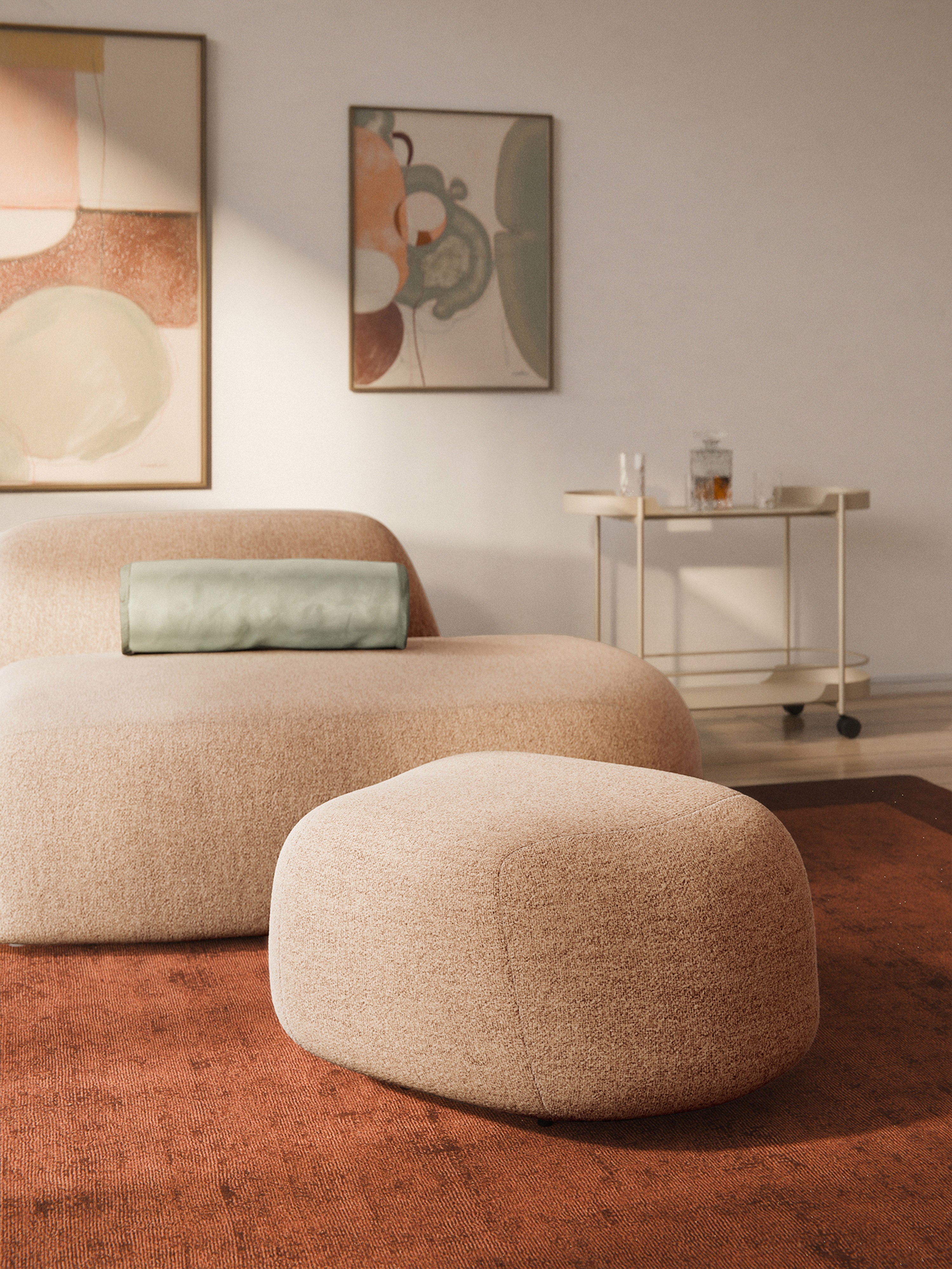 Wolke Oval Bouclé Ottoman
