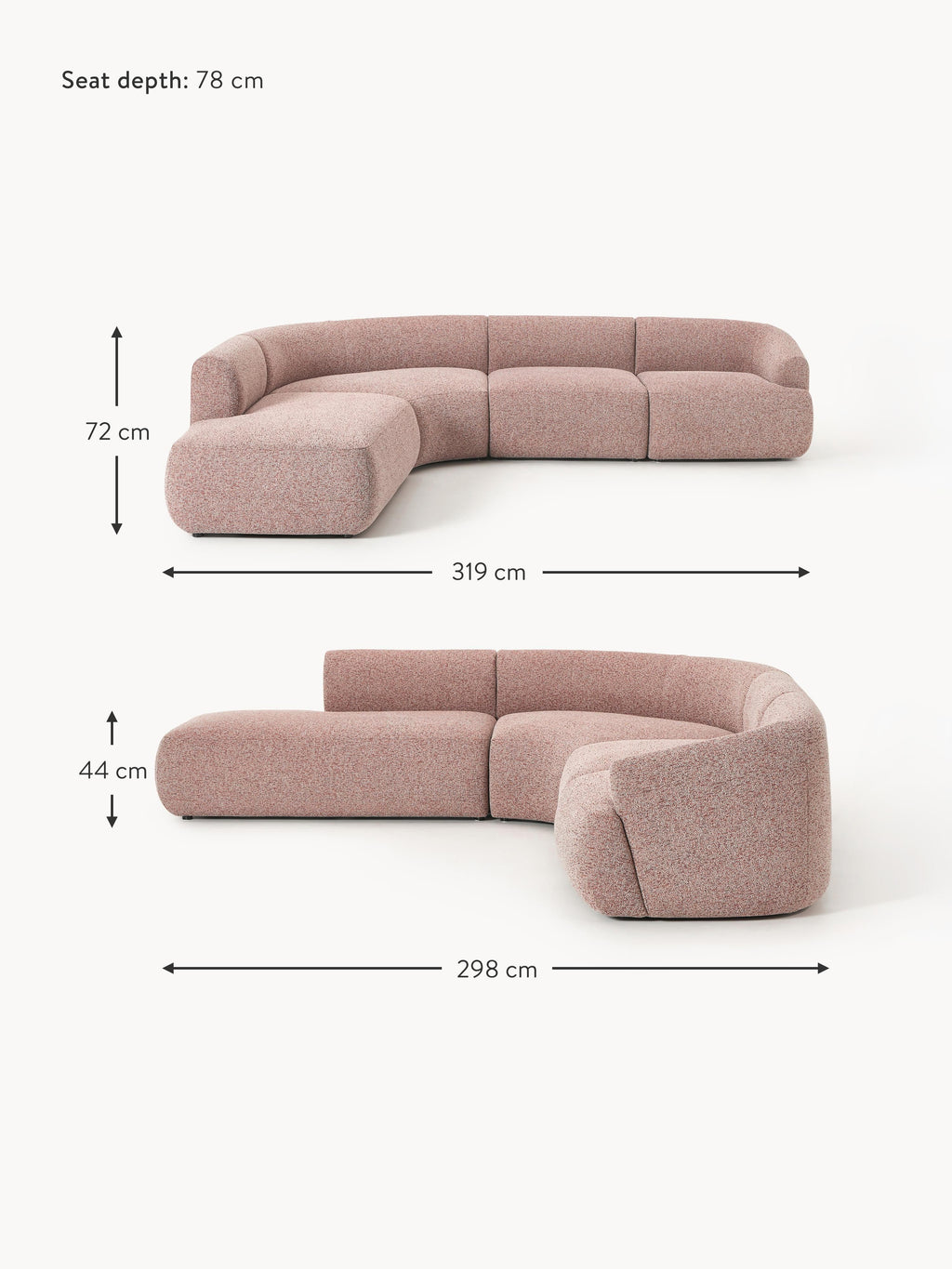 Sofia Modular Bouclé Corner Sofa (4-seater)