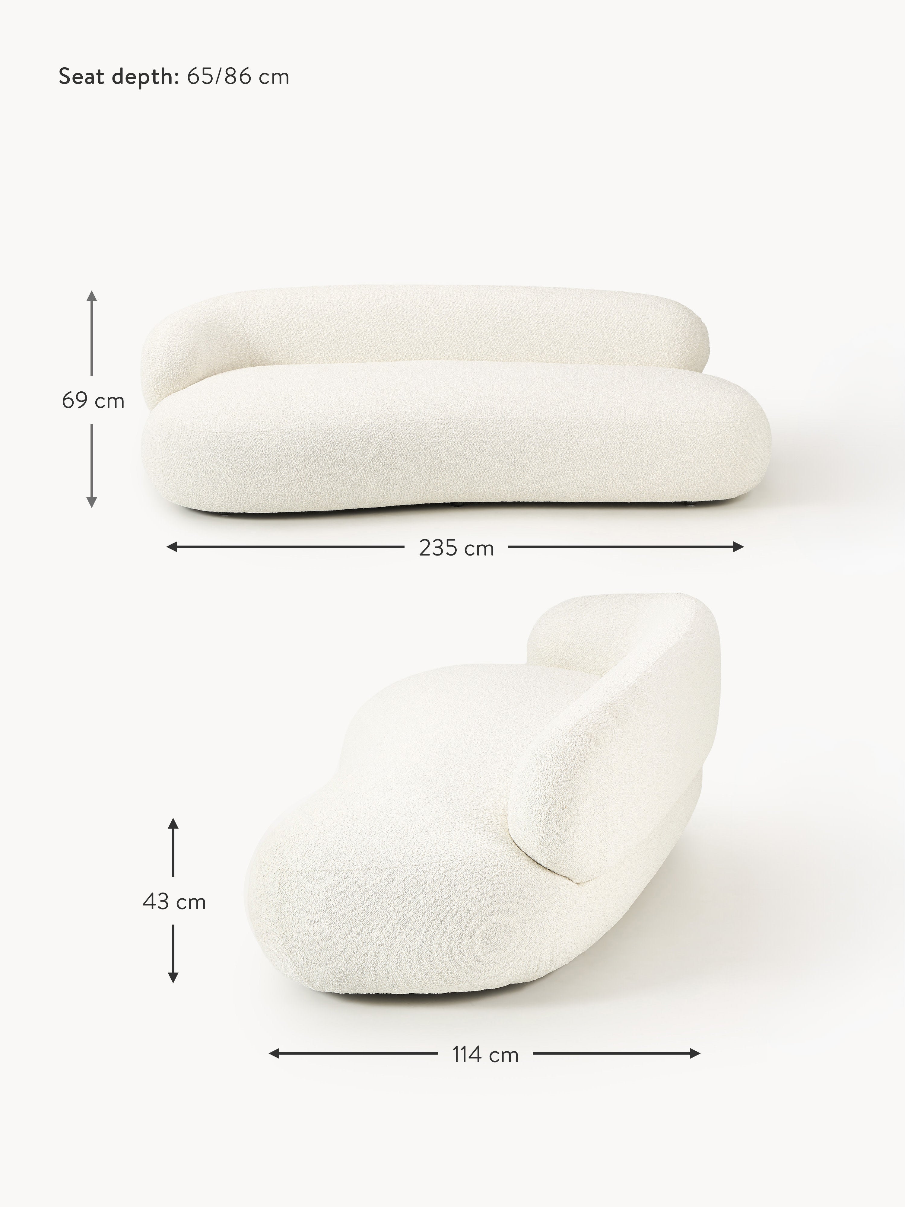 Alba Bouclé Sofa (3-seater)