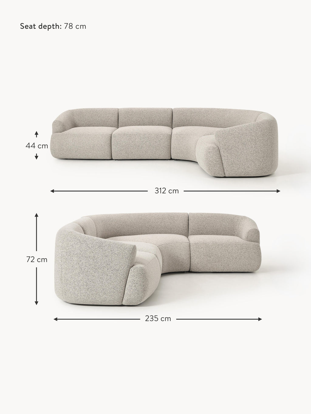 Sofia Modular Bouclé Corner Sofa (4-seater)