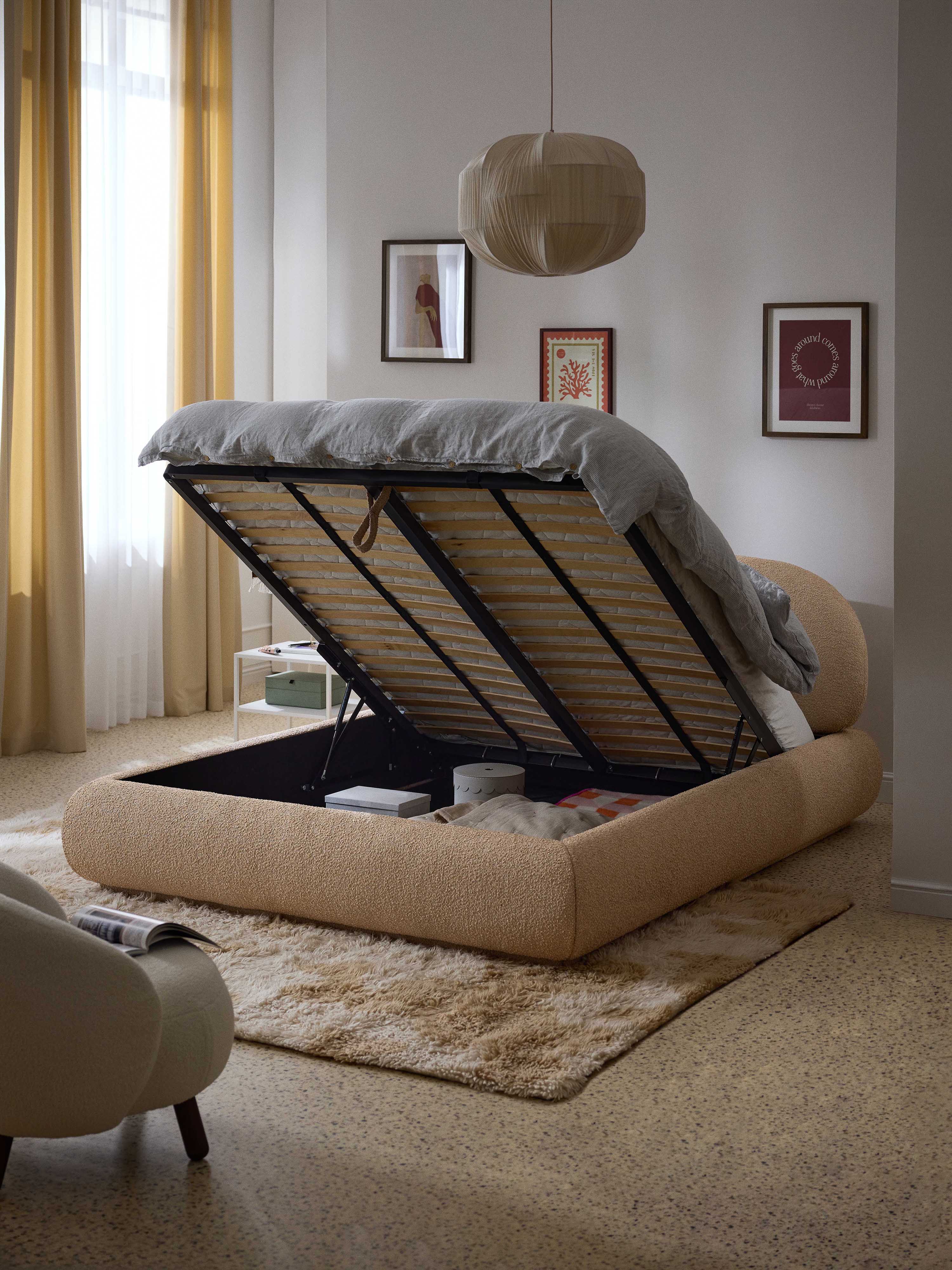 Alba Upholstered Bouclé Bed with Storage