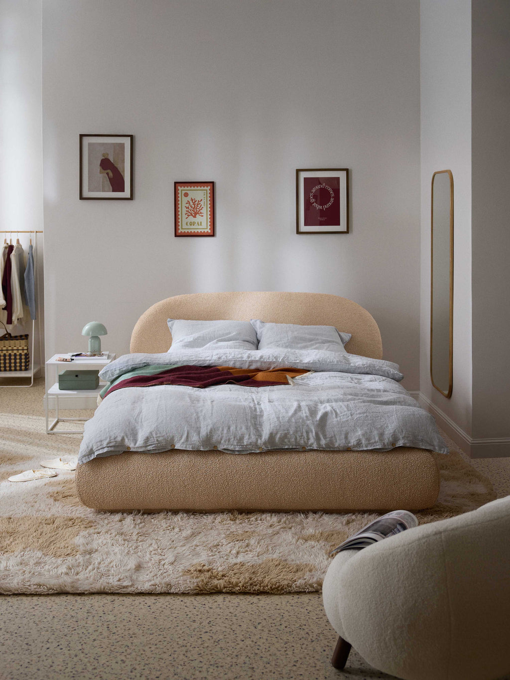 Alba Upholstered Bouclé Bed with Storage