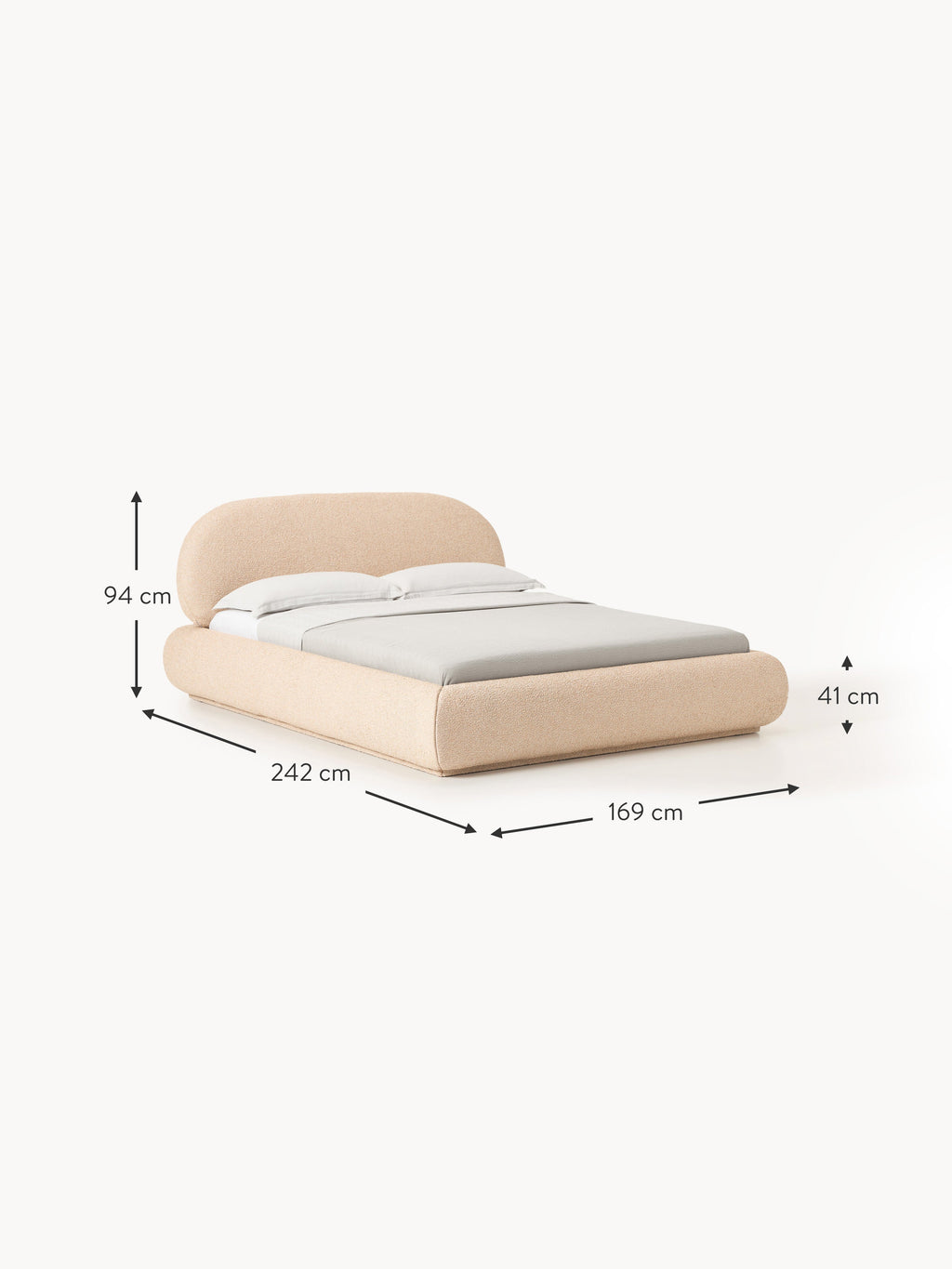Alba Upholstered Bouclé Bed with Storage