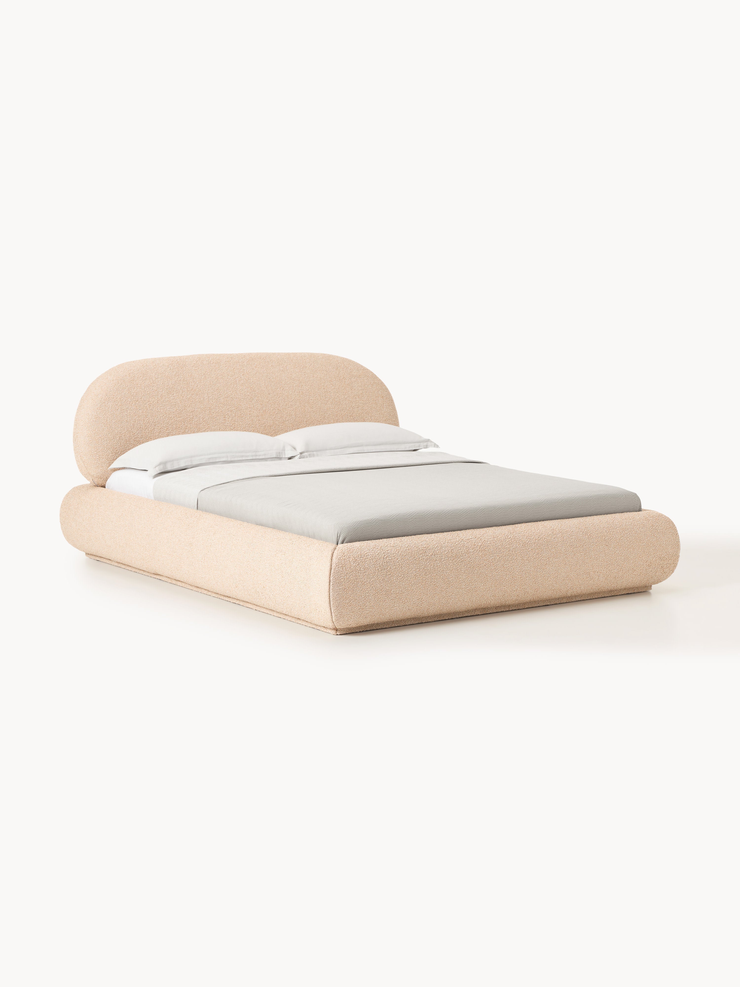 Gallery image 1 - Upholstered Bouclé Bed Alba with Storage