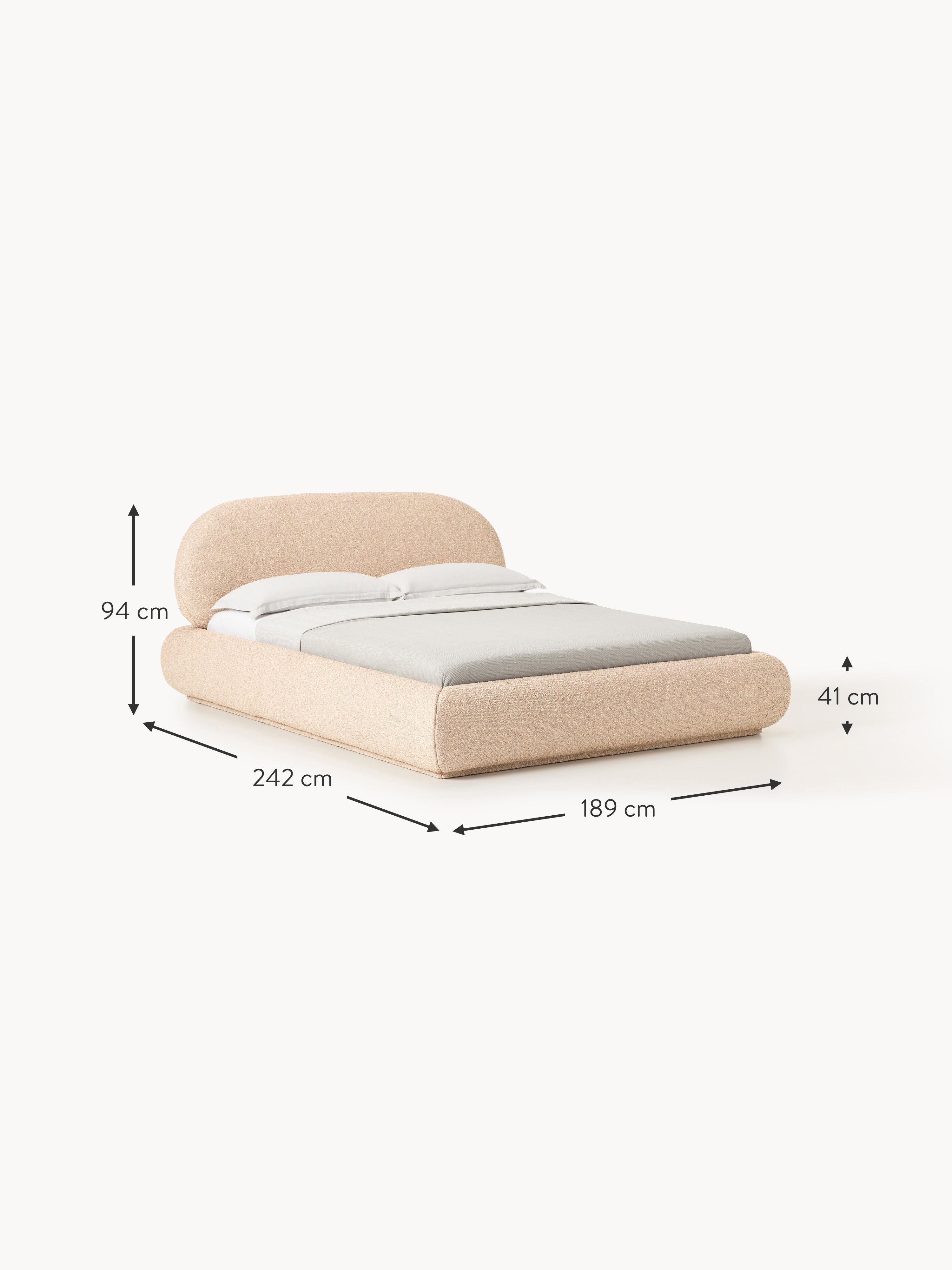 Alba Upholstered Bouclé Bed with Storage