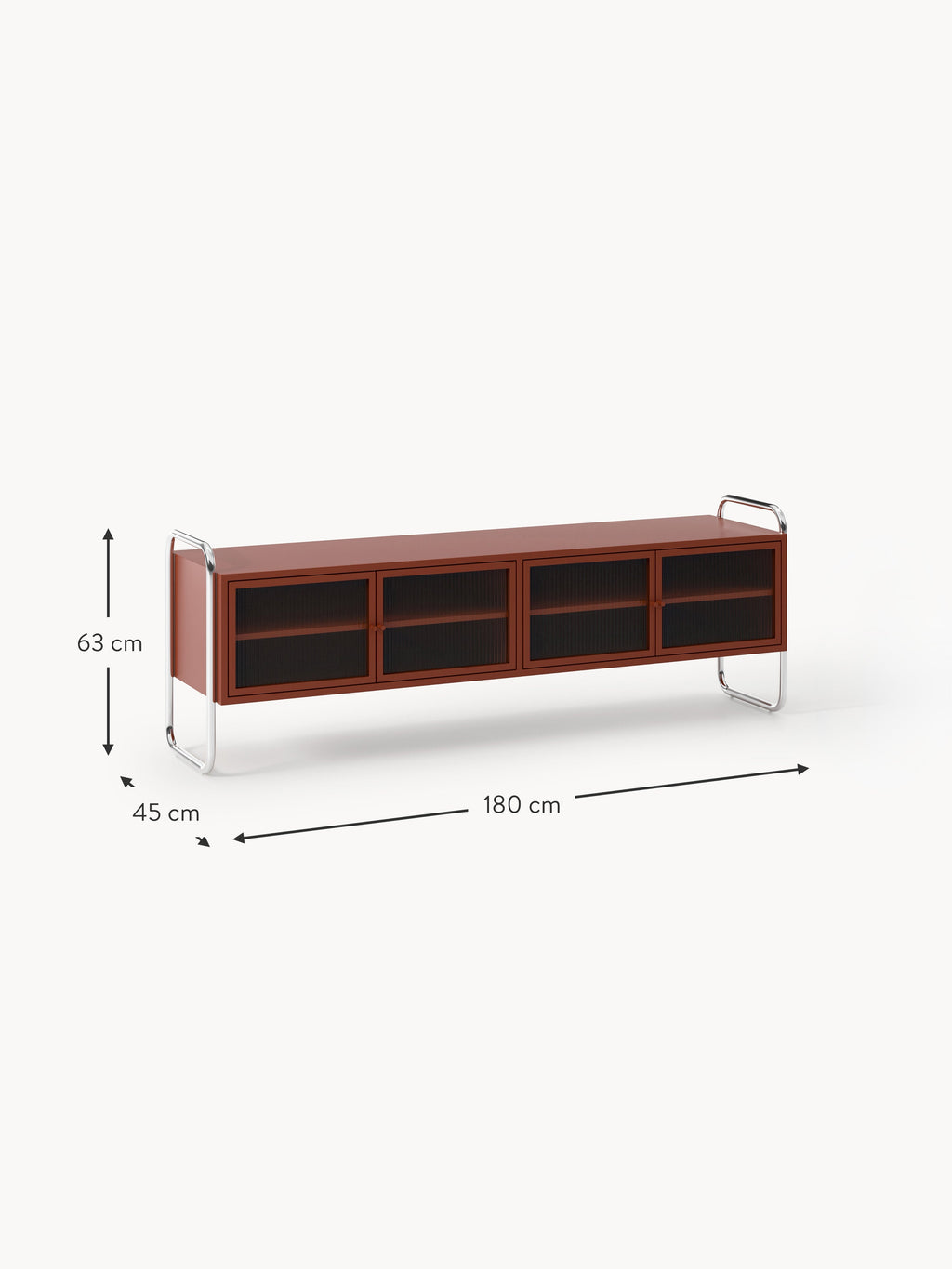 Robyn Metal Lowboard with Glass Front