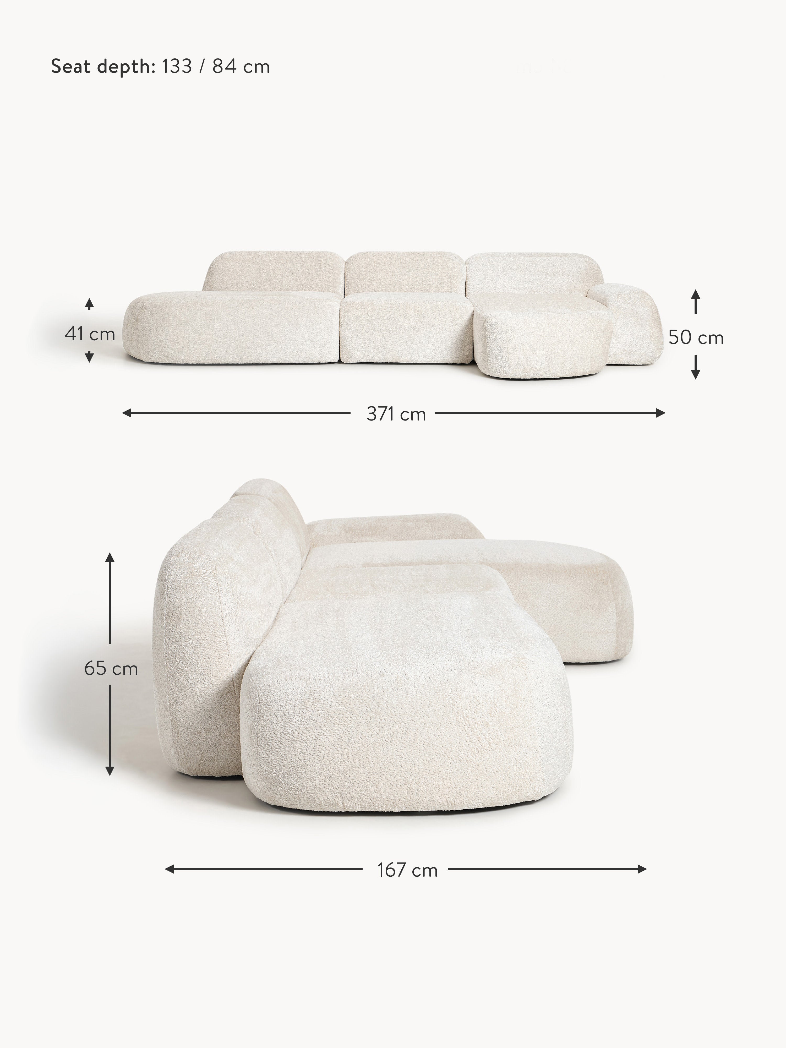 Wolke Modular Teddy Bouclé Corner Sofa (4-seater) with Chaise End
