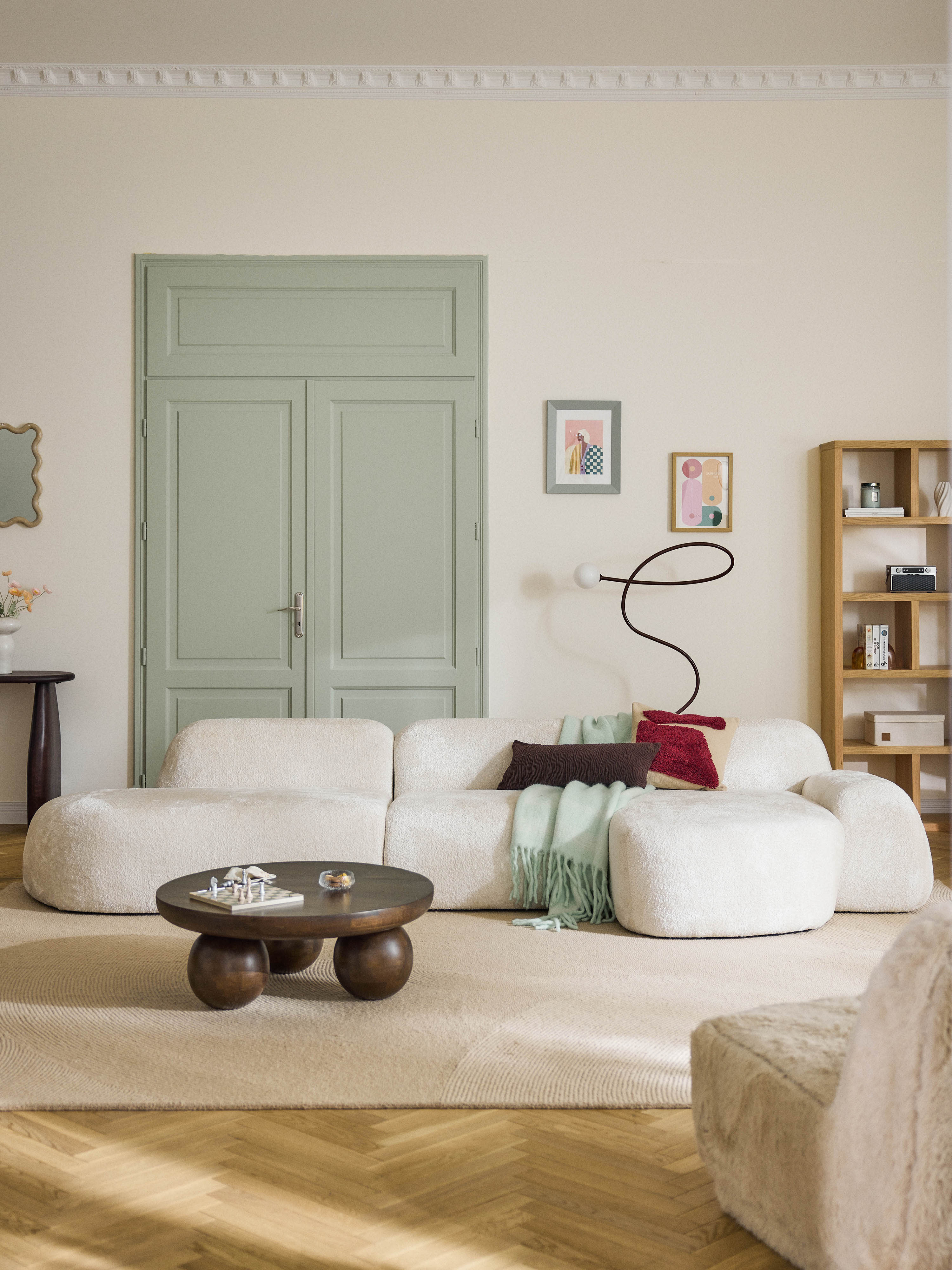 Wolke Modular Teddy Bouclé Corner Sofa (4-seater) with Chaise End