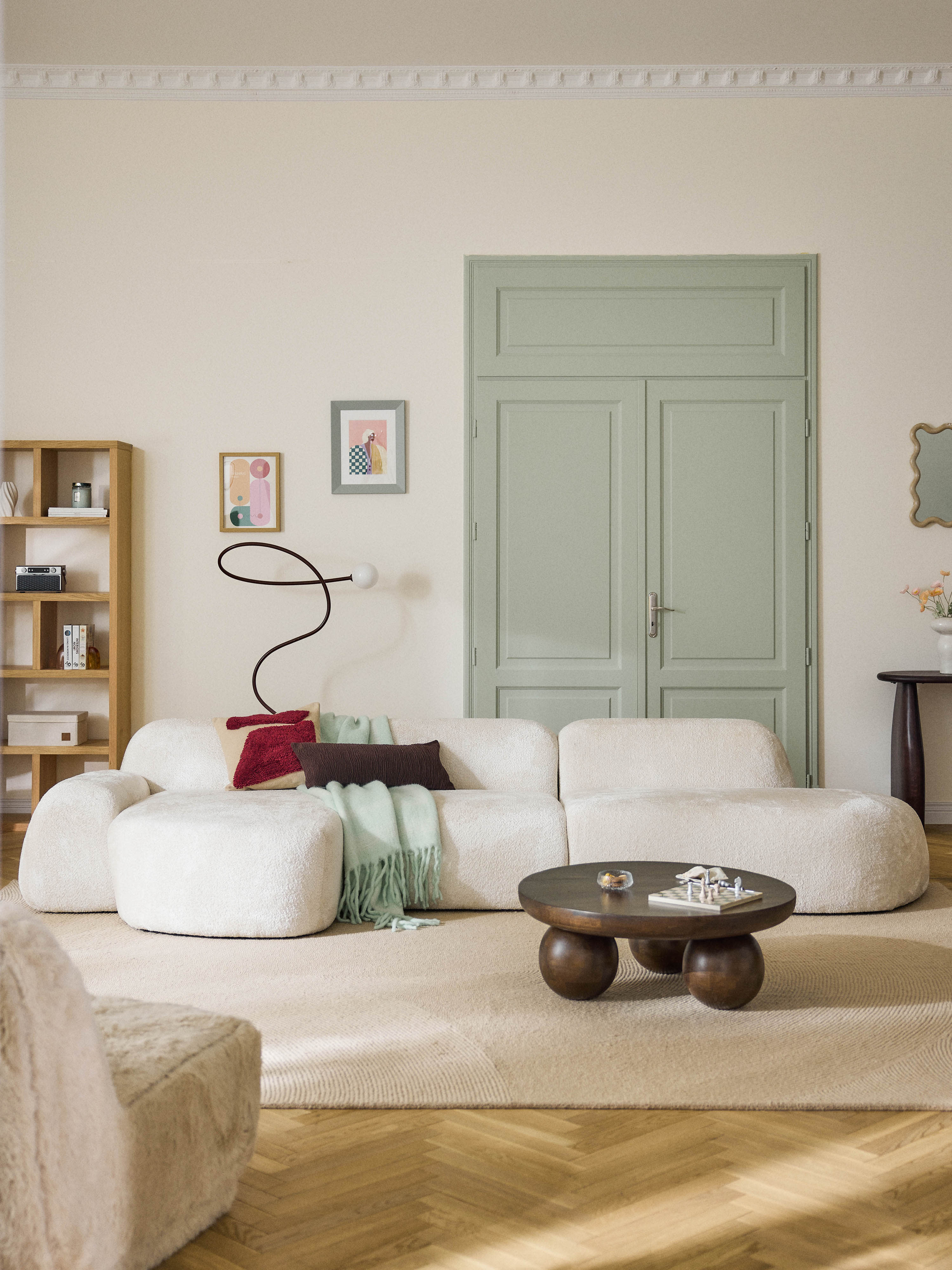 Wolke Modular Teddy Bouclé Corner Sofa (4-seater) with Chaise End