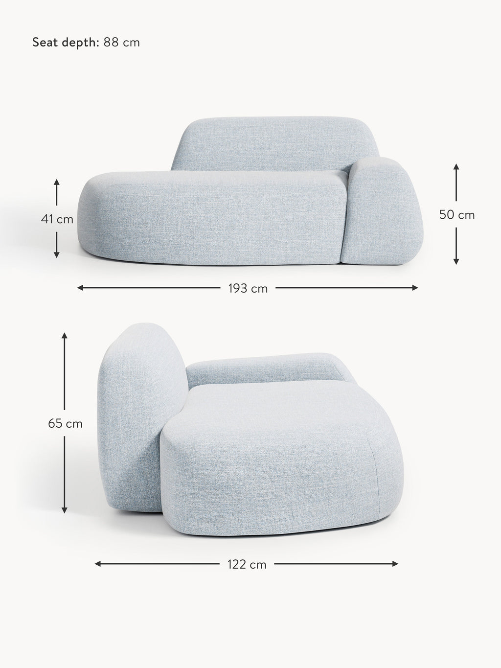 Wolke Bouclé Sofa (2-seater) with Chaise End