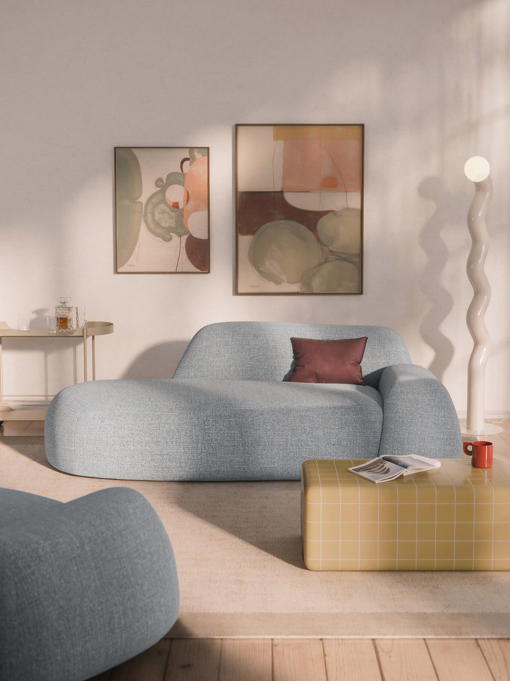 Wolke Bouclé Sofa (2-seater) with Chaise End
