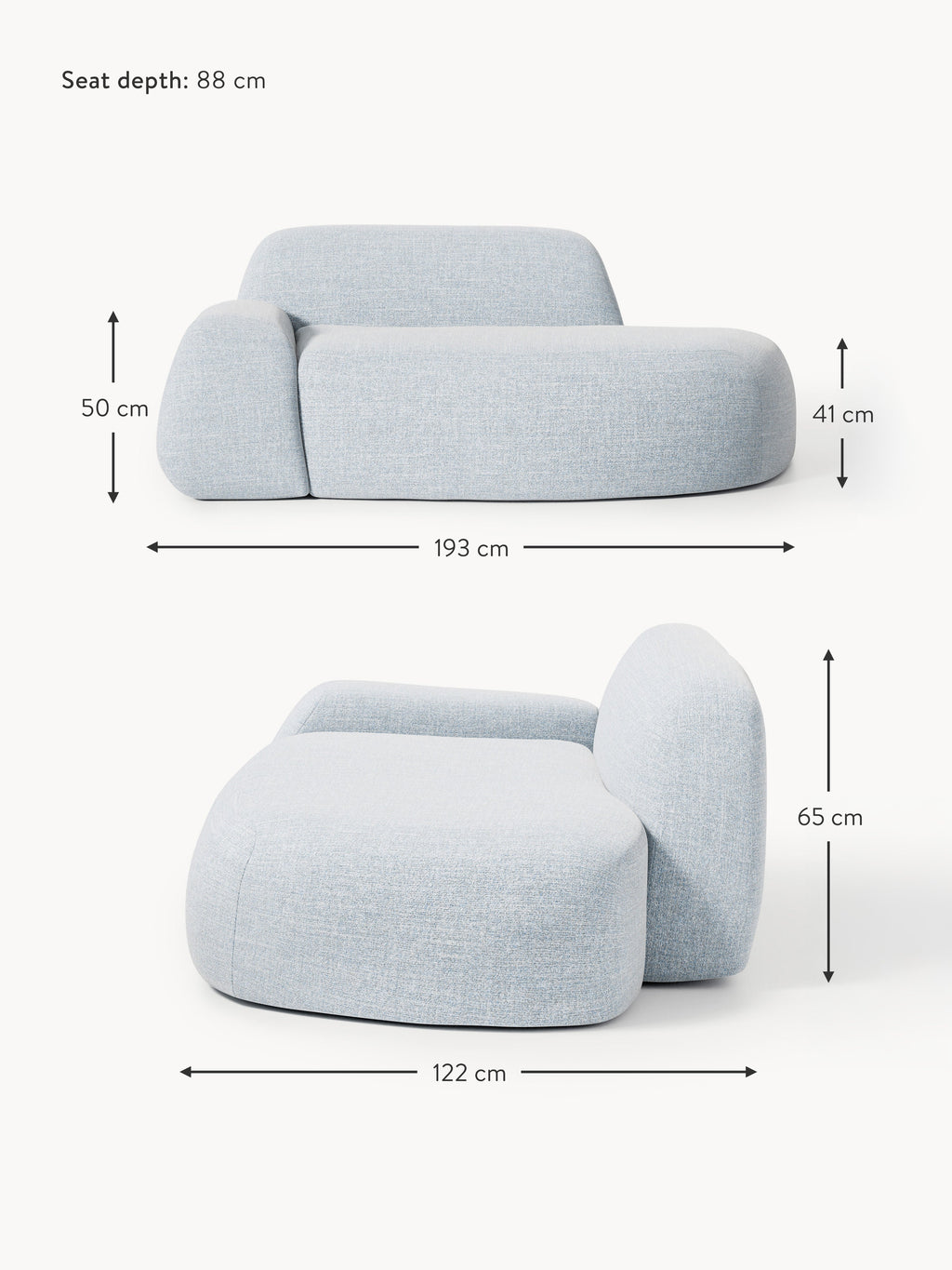 Wolke Bouclé Sofa (2-seater) with Chaise End