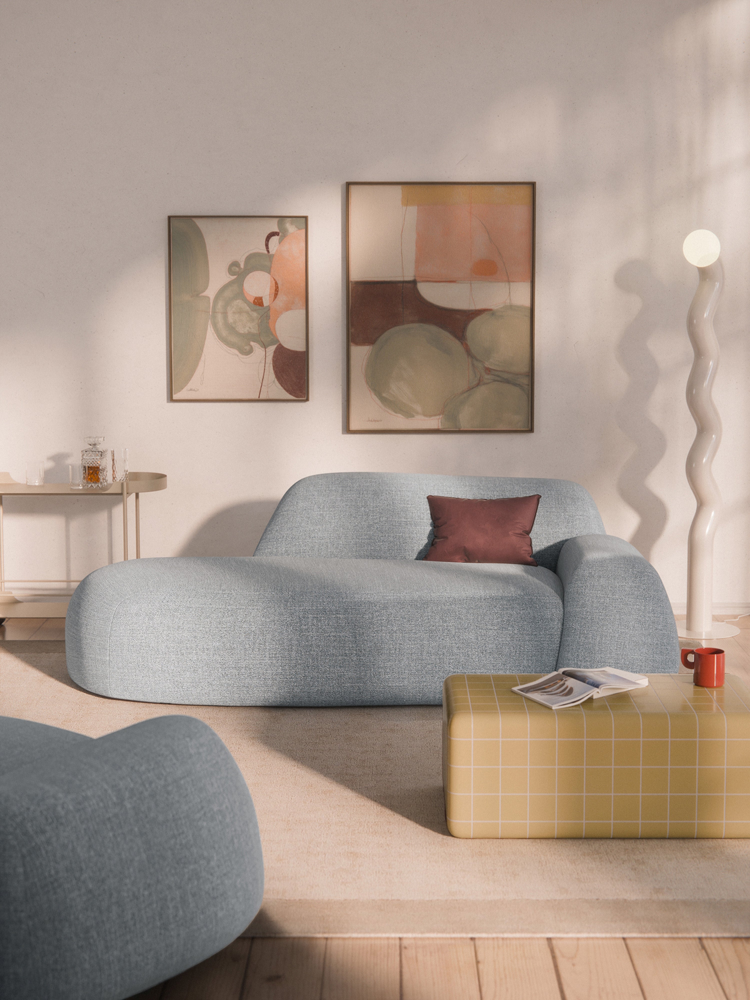 Wolke Bouclé Sofa (2-seater) with Chaise End