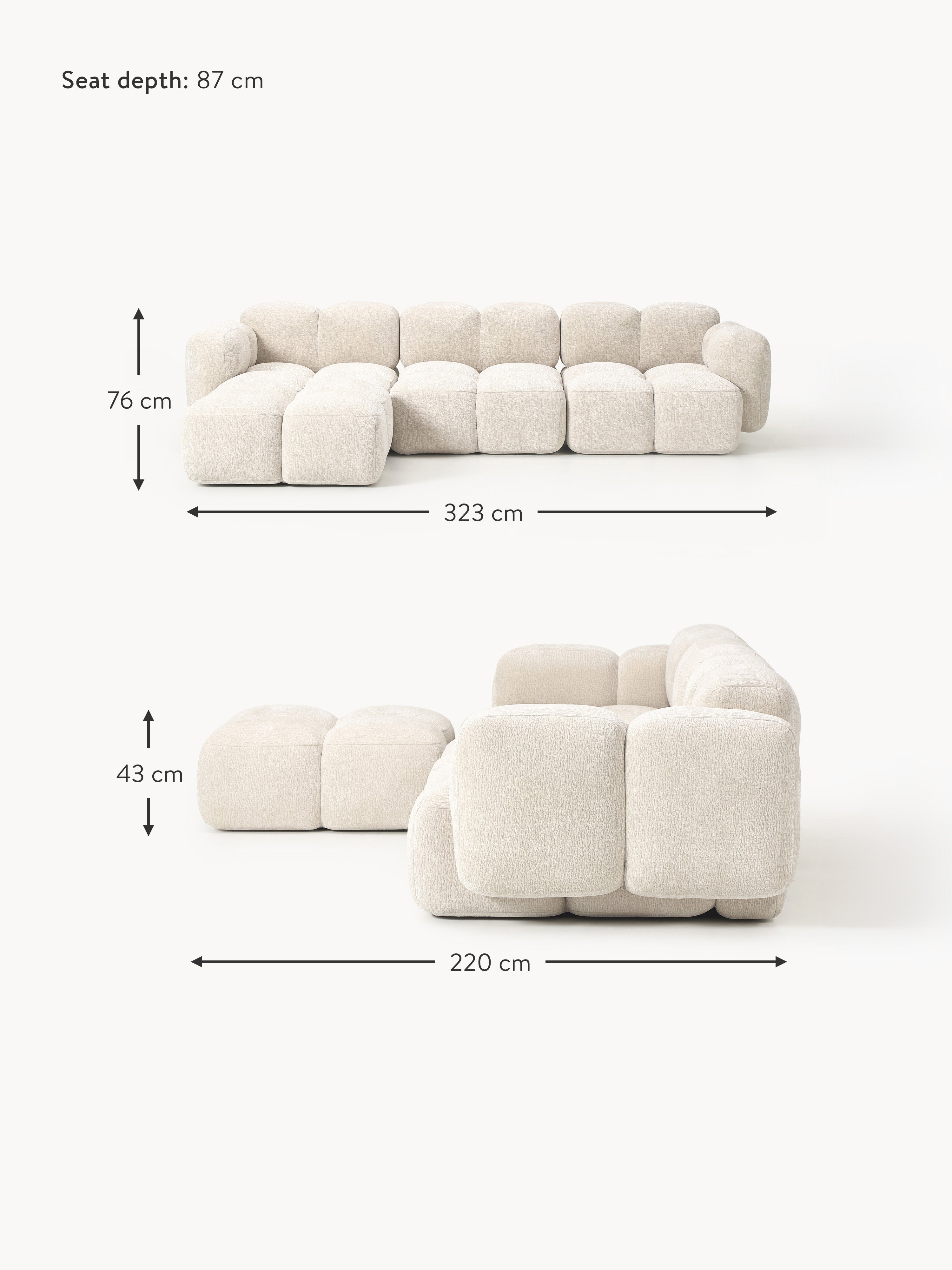 Tayla Modular Sofa (4-seater) with Ottoman (left/right)