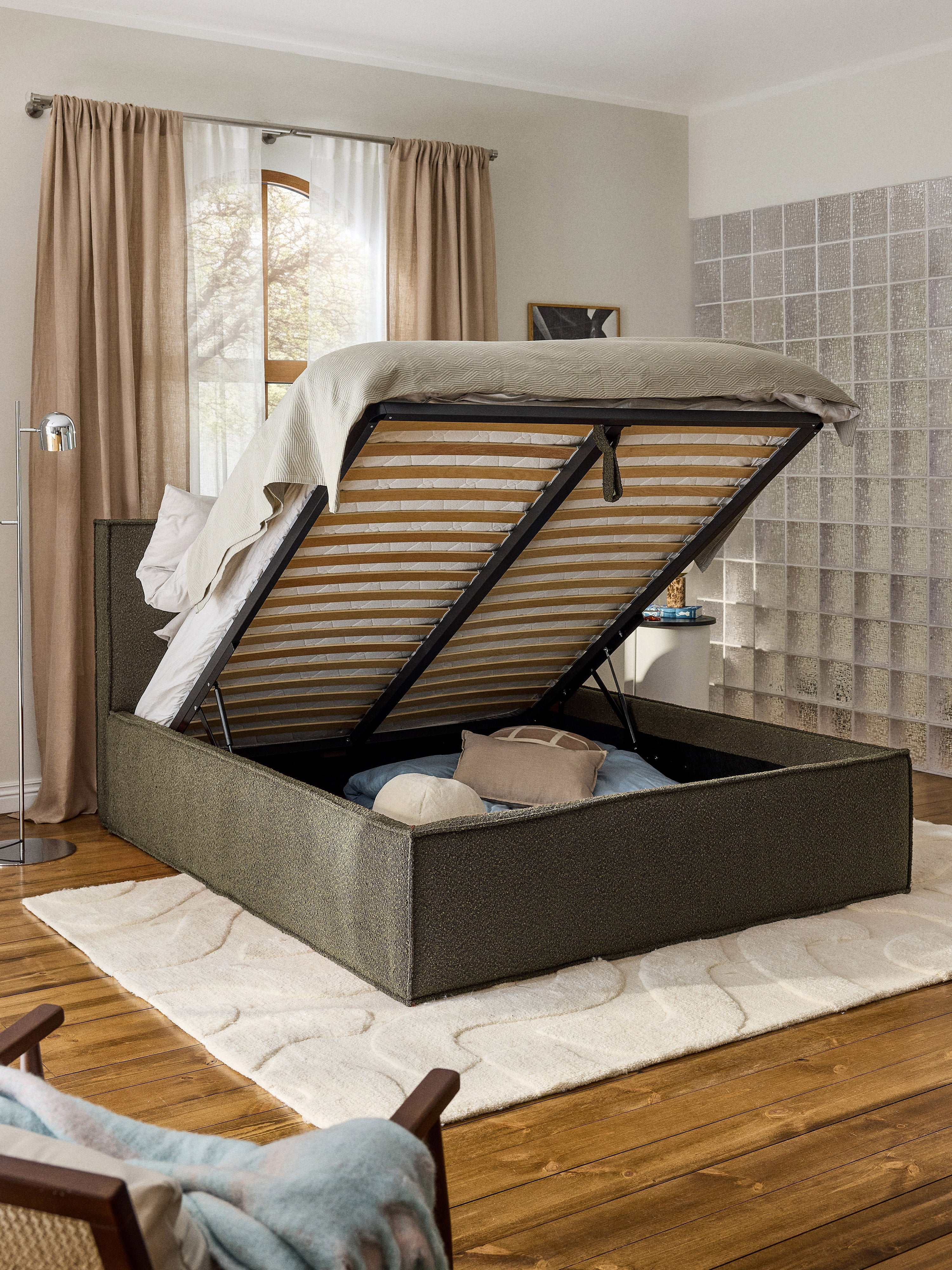Dream Upholstered Bouclé Bed with Storage
