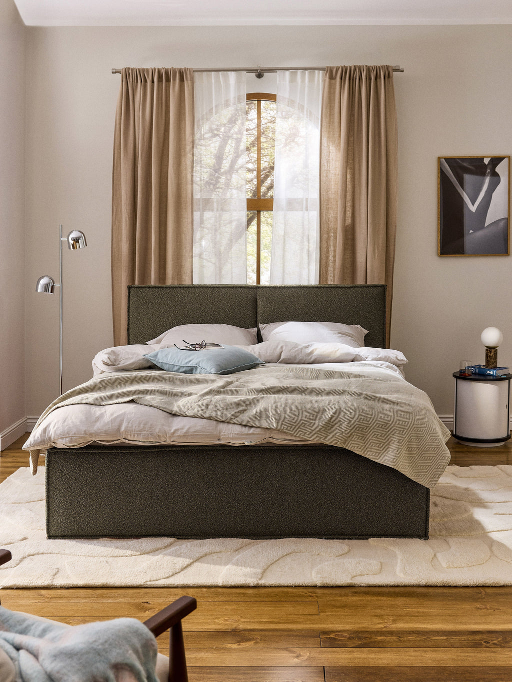 Dream Upholstered Bouclé Bed with Storage