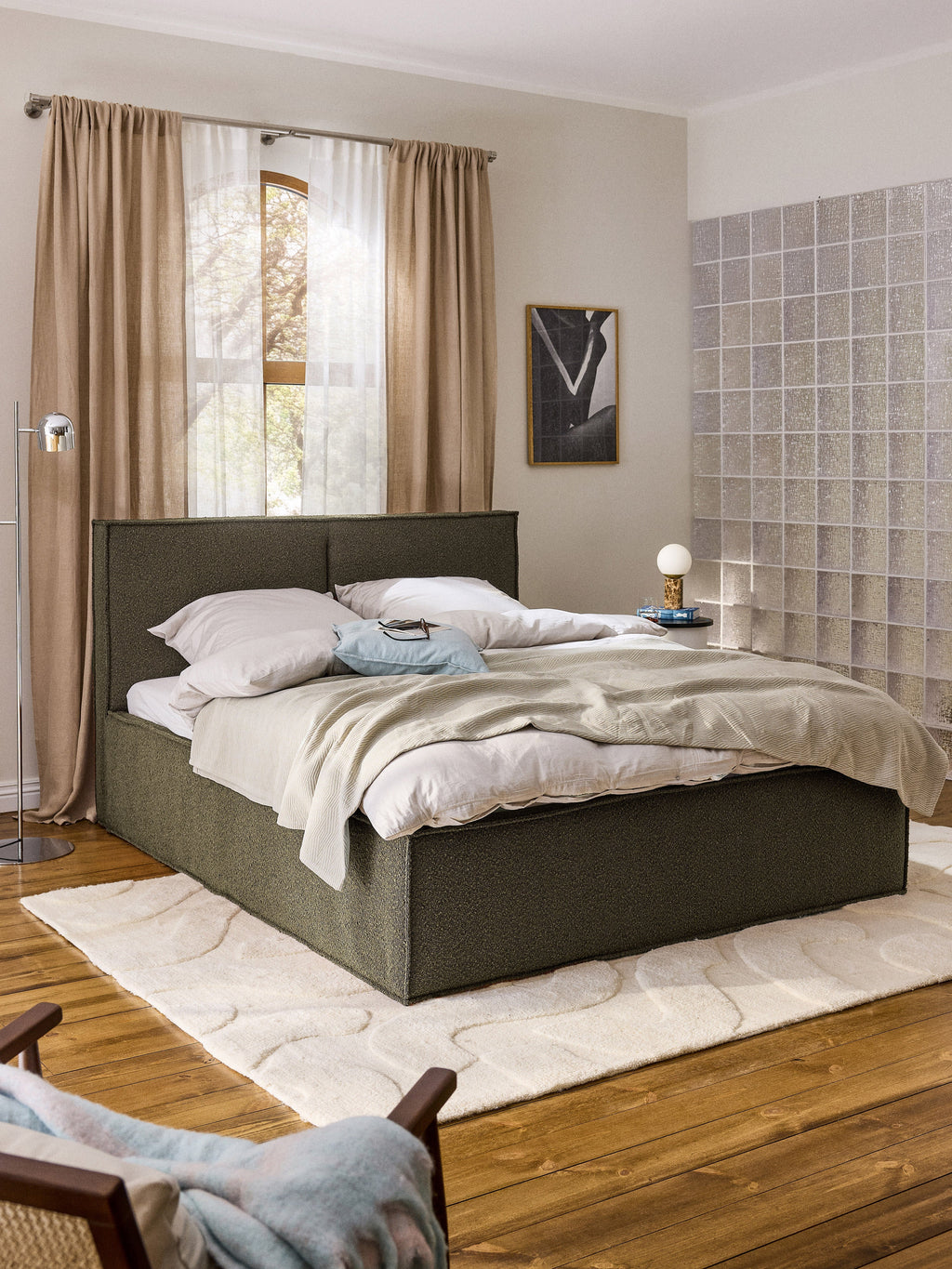 Dream Upholstered Bouclé Bed with Storage