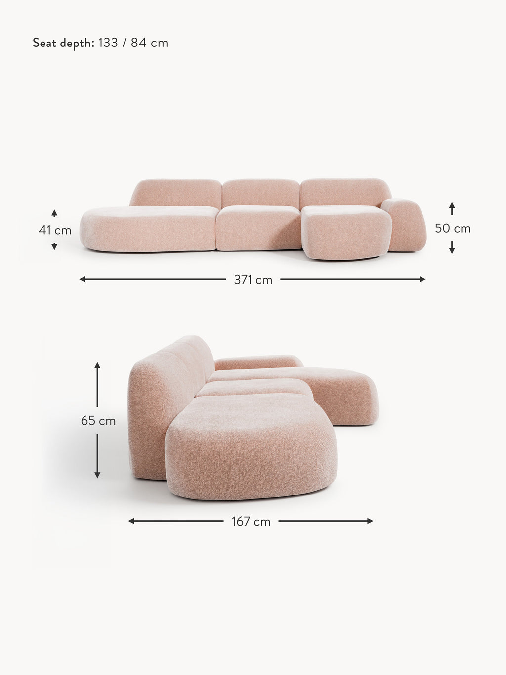 Wolke Modular Corner Sofa (4-seater) with Chaise End