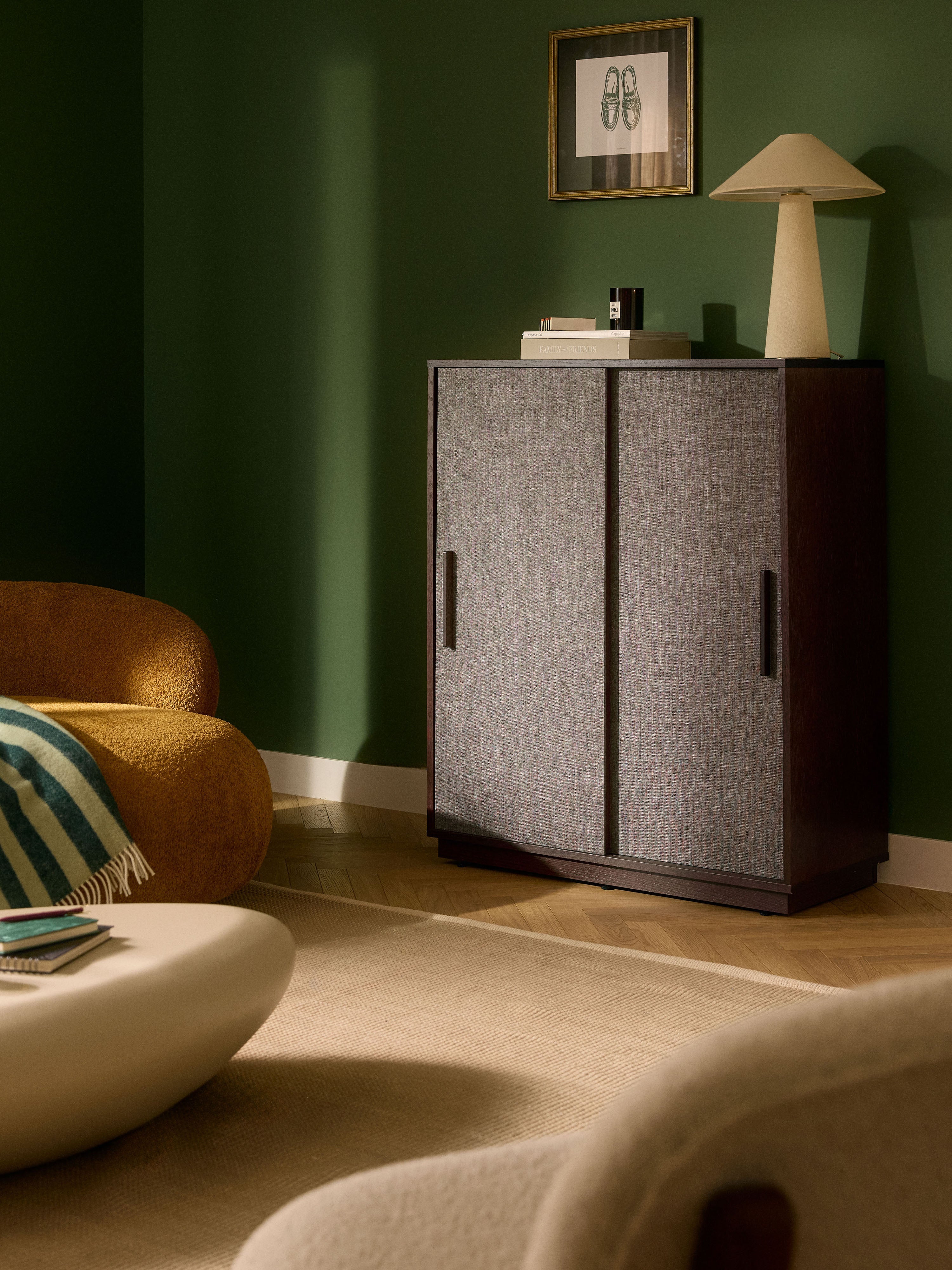 Wisp Wooden Highboard with Upholstered Front