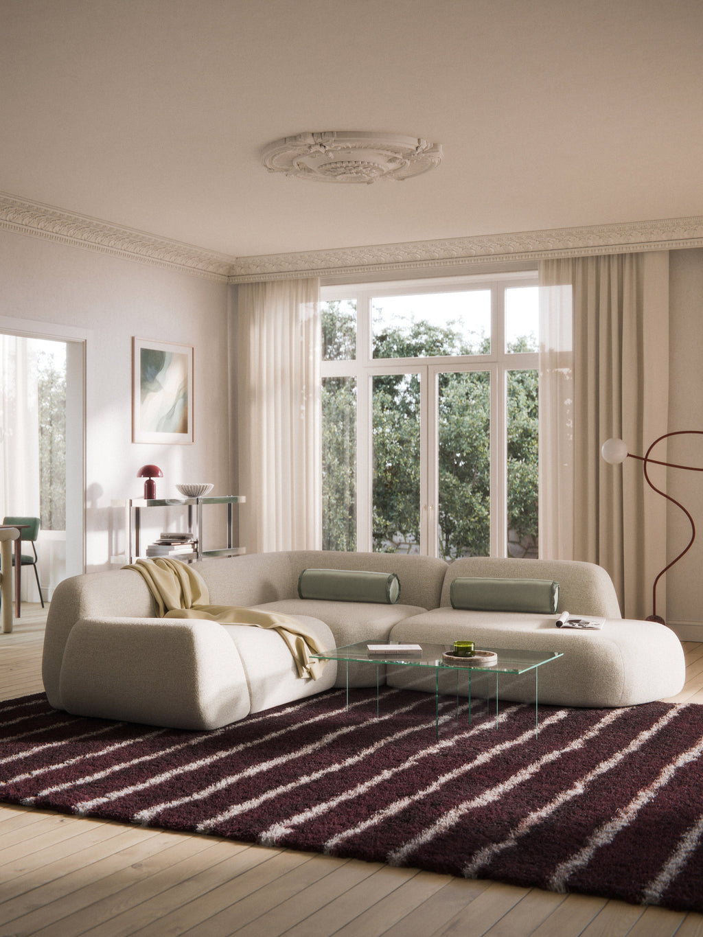 Wolke Modular Bouclé Corner Sofa (4-seater) with Chaise End