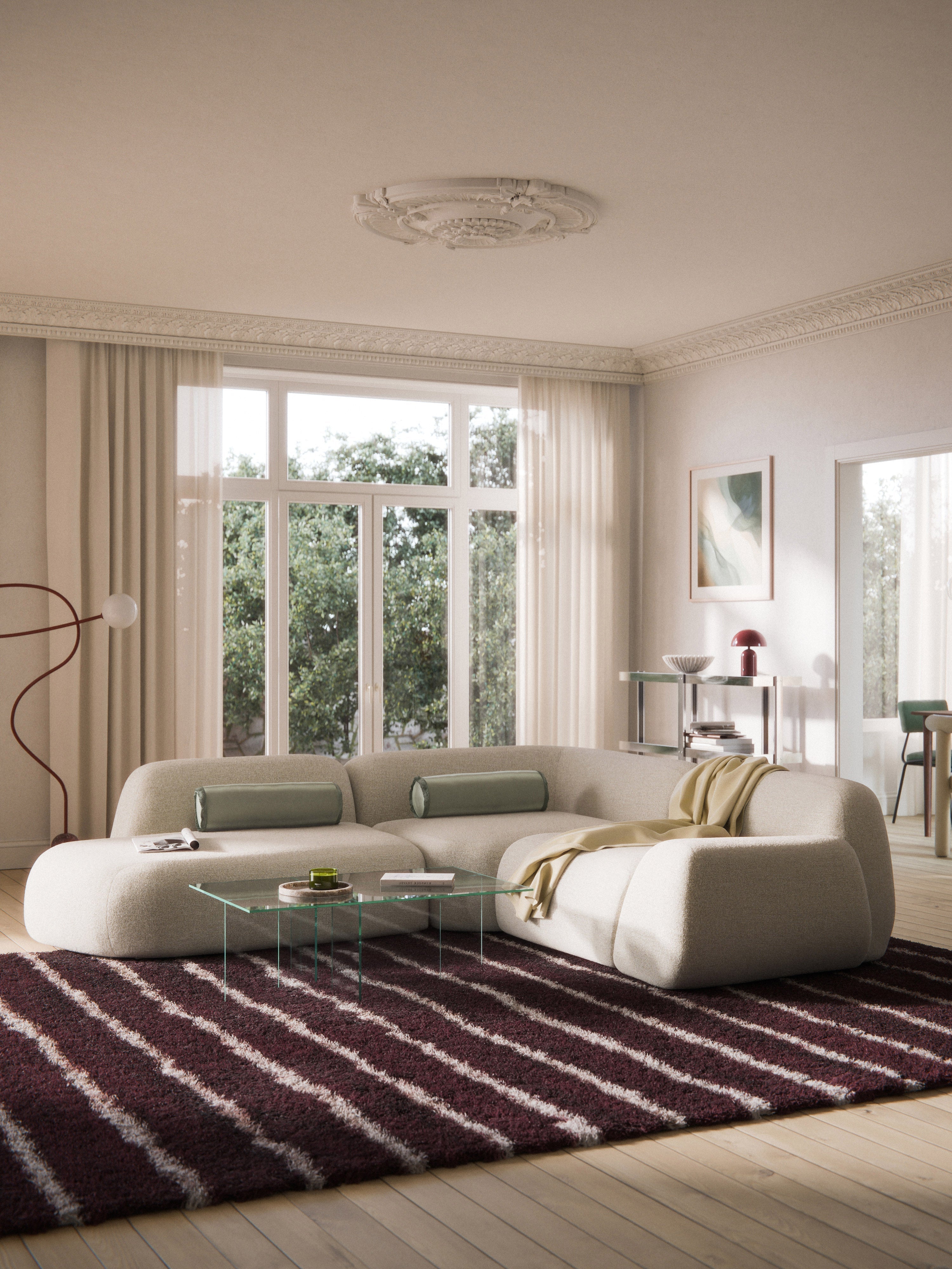 Wolke Modular Bouclé Corner Sofa (4-seater) with Chaise End