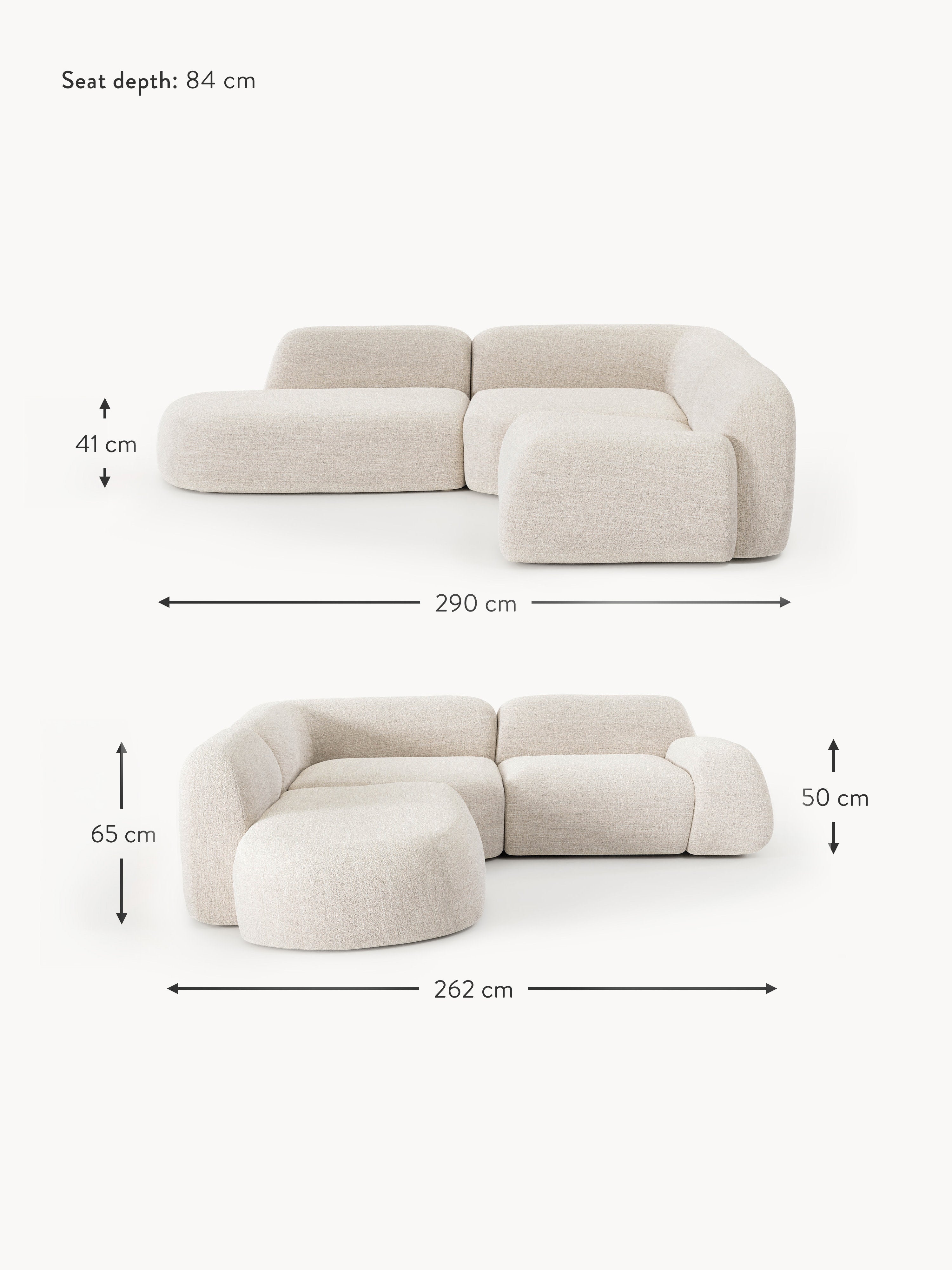 Wolke Modular Bouclé Corner Sofa (4-seater) with Chaise End