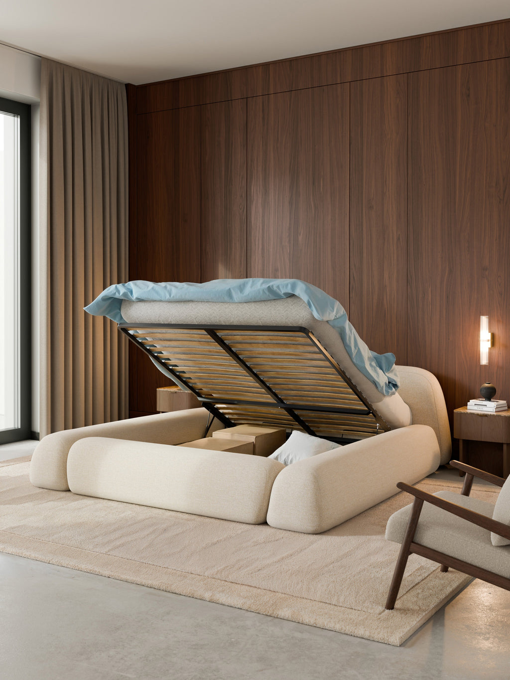 Wolke Upholstered Bouclé Bed with Storage