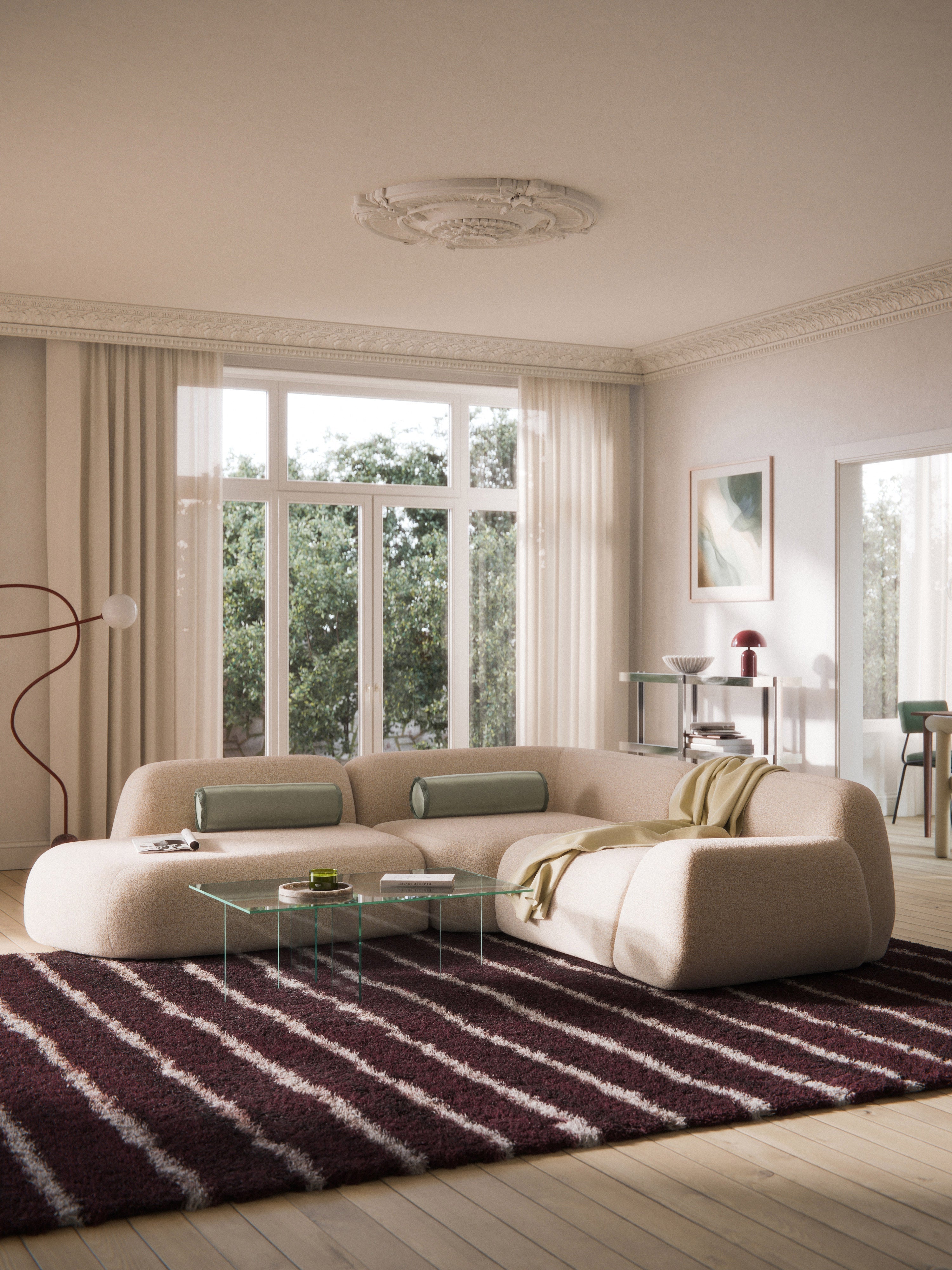 Wolke Modular Bouclé Corner Sofa (4-seater) with Chaise End