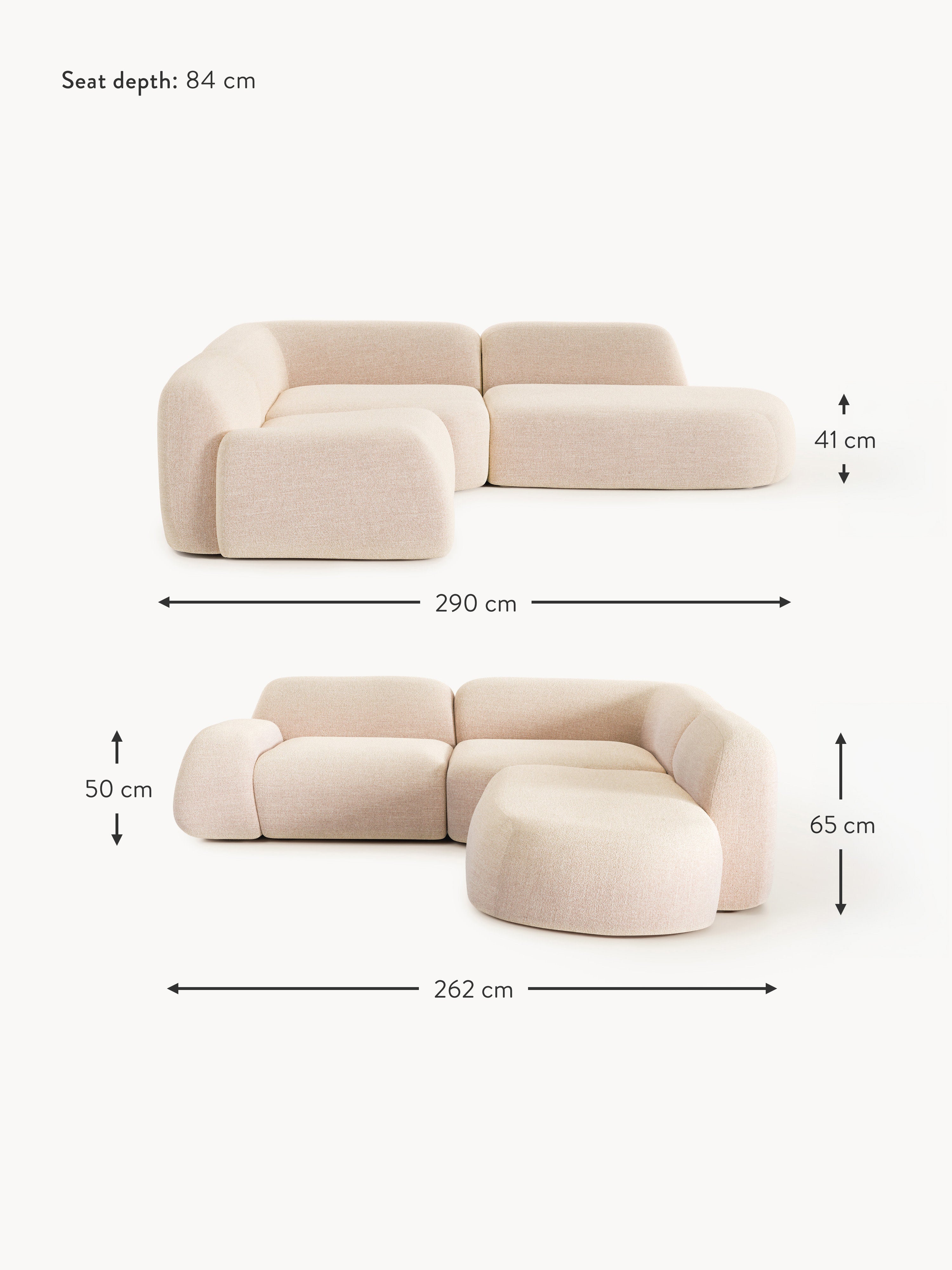 Wolke Modular Bouclé Corner Sofa (4-seater) with Chaise End