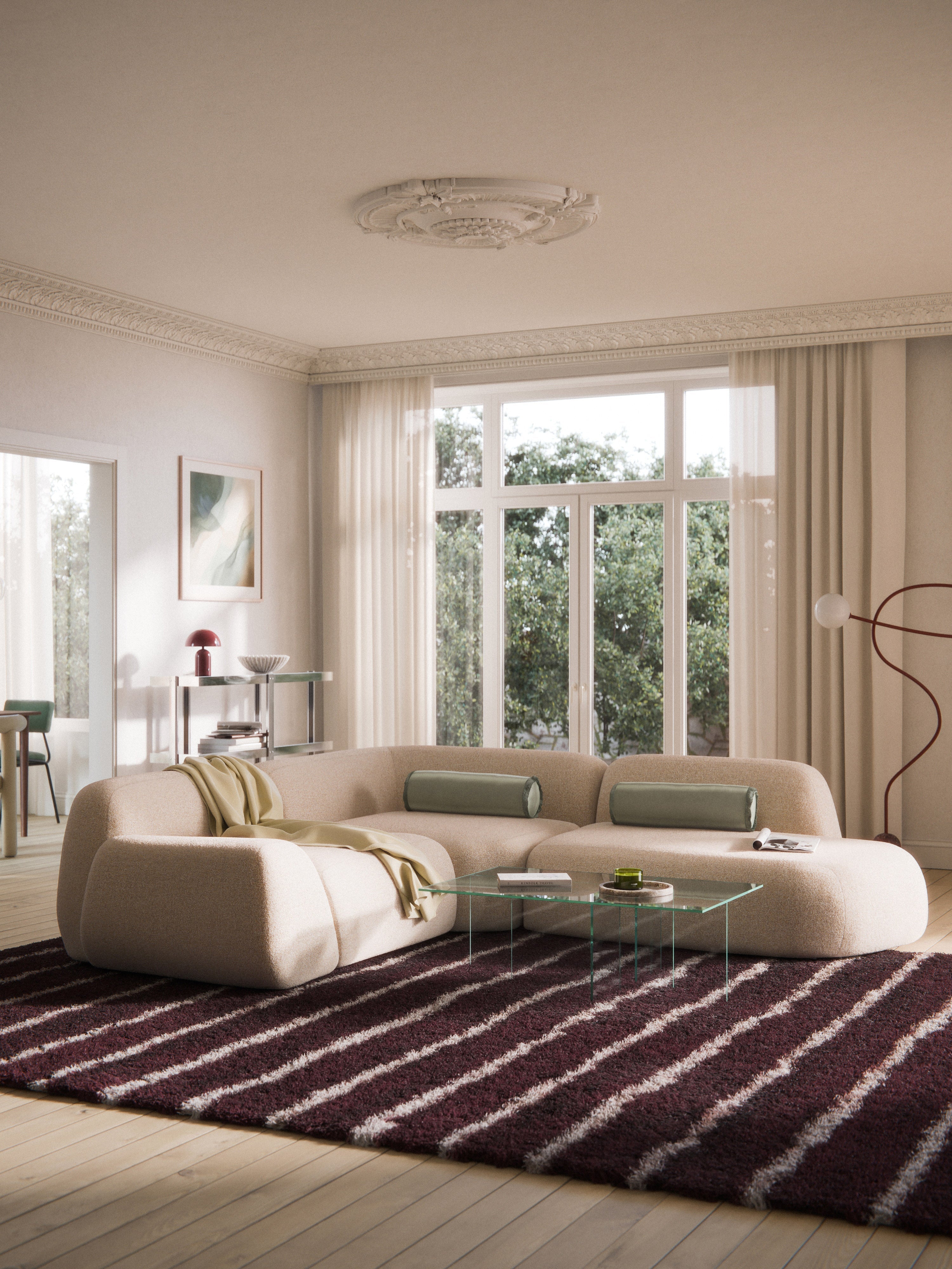 Wolke Modular Bouclé Corner Sofa (4-seater) with Chaise End