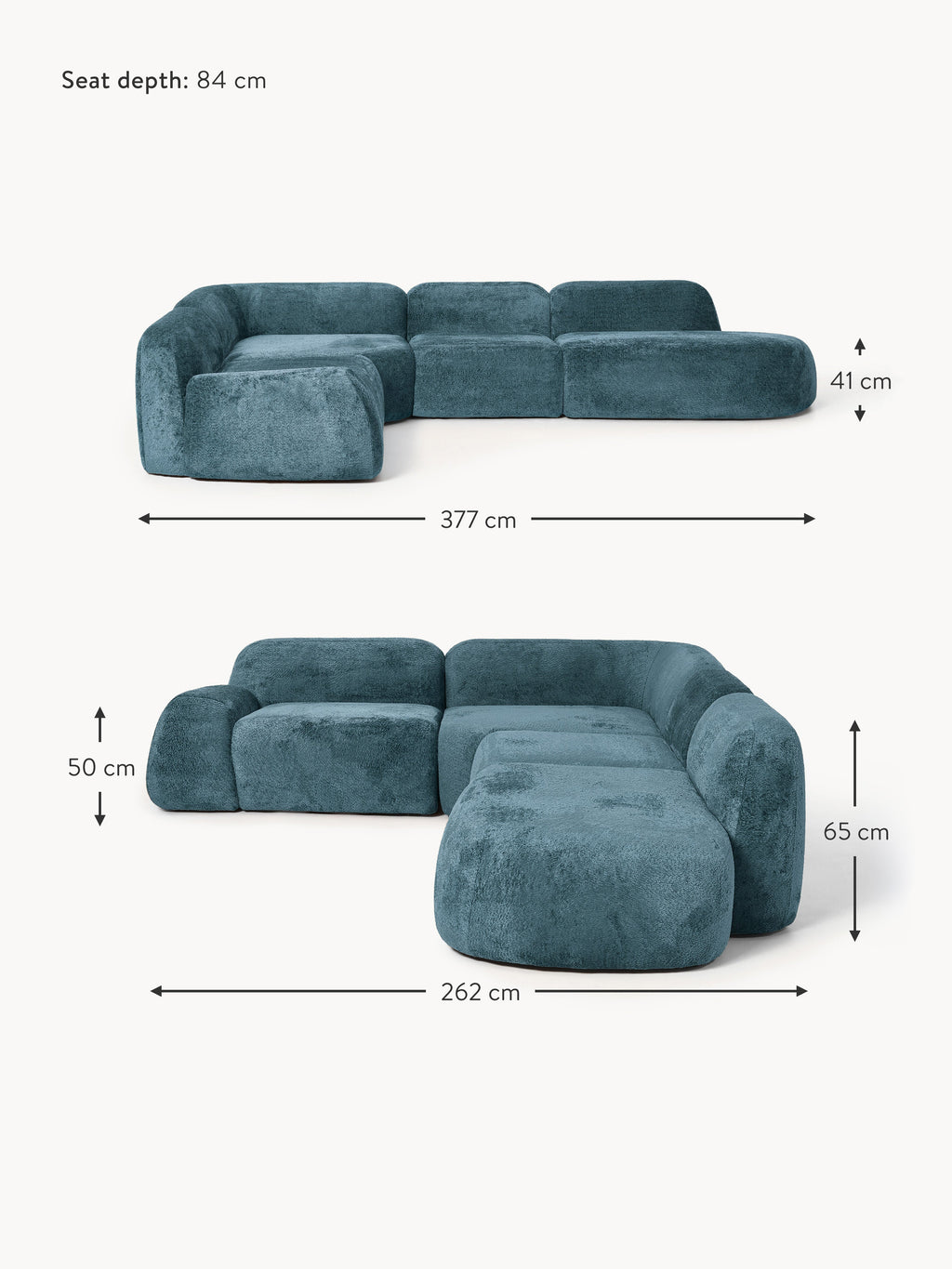Wolke XL Modular Teddy Bouclé Corner Sofa with Chaise End