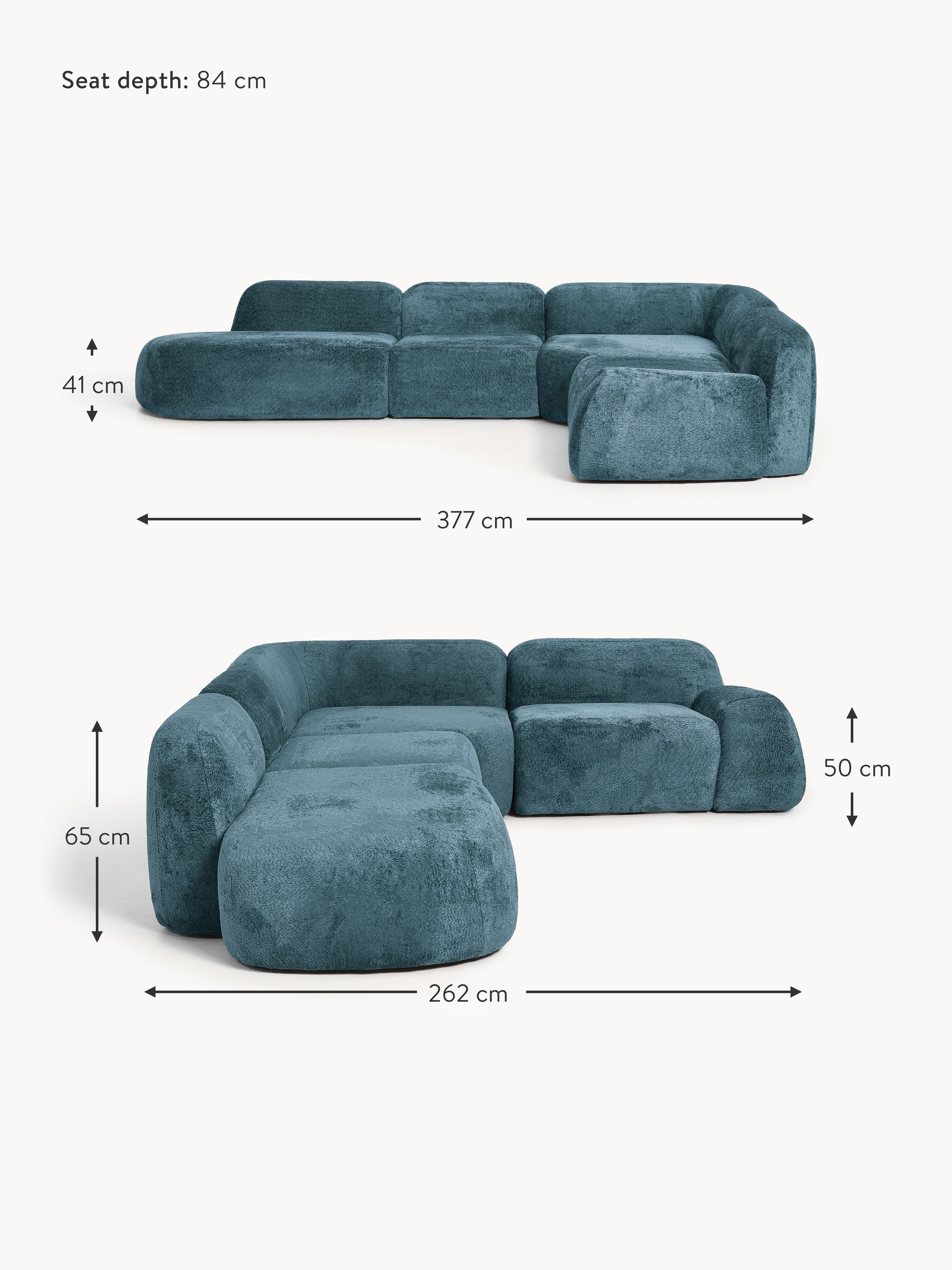 Wolke XL Modular Teddy Bouclé Corner Sofa with Chaise End