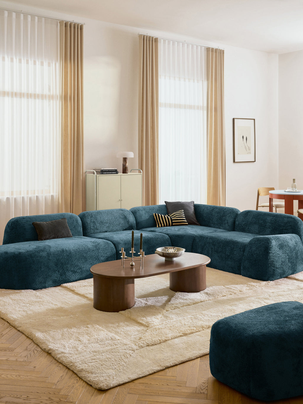 Wolke XL Modular Teddy Bouclé Corner Sofa with Chaise End