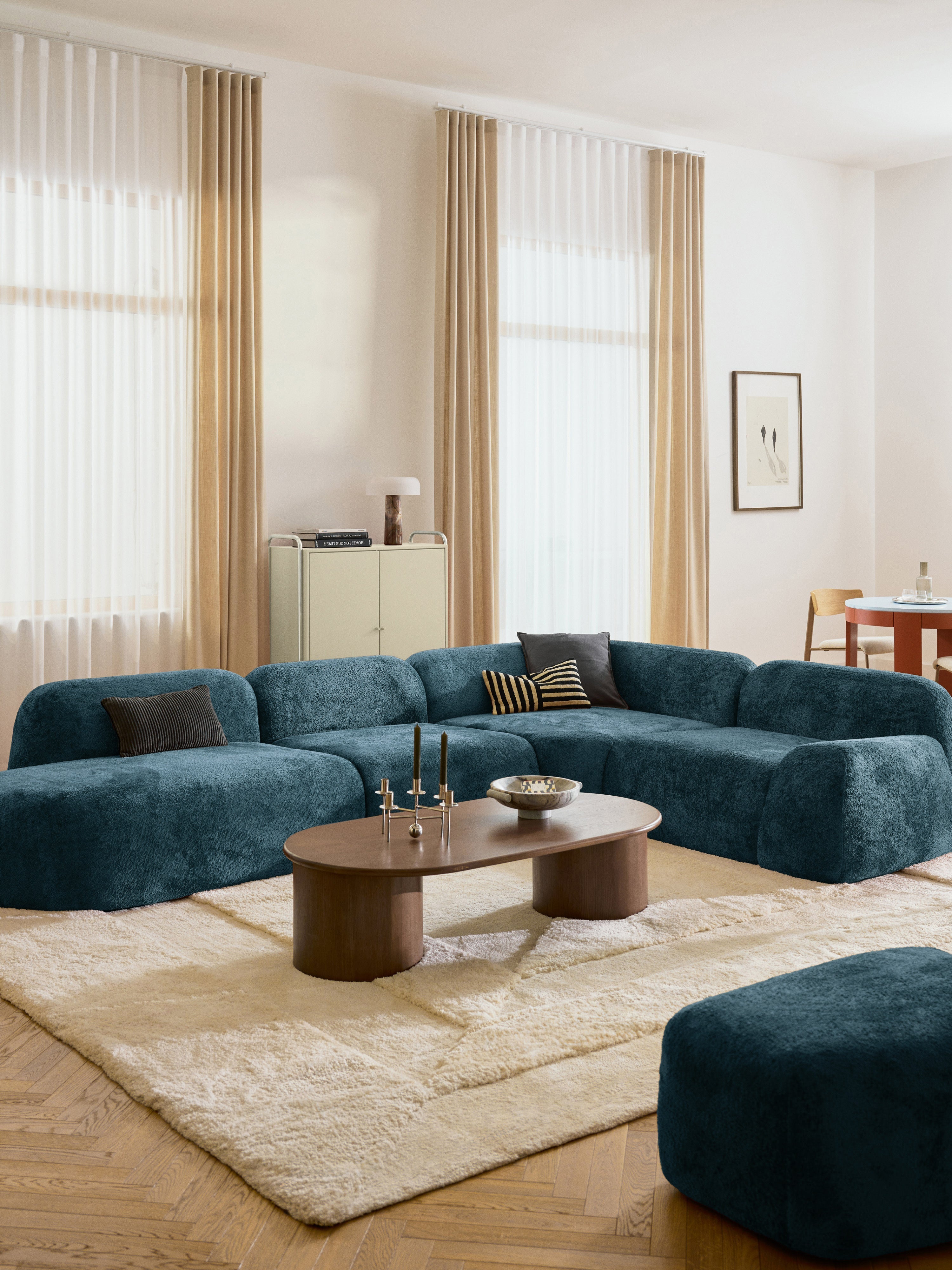 Wolke XL Modular Teddy Bouclé Corner Sofa with Chaise End