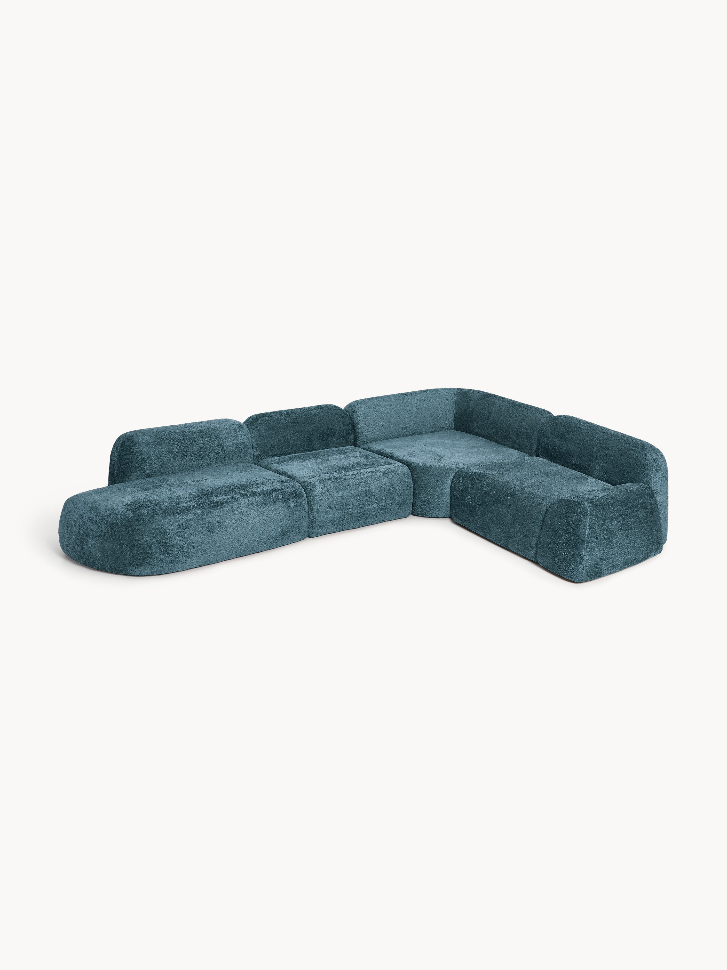 Wolke XL Modular Teddy Bouclé Corner Sofa with Chaise End