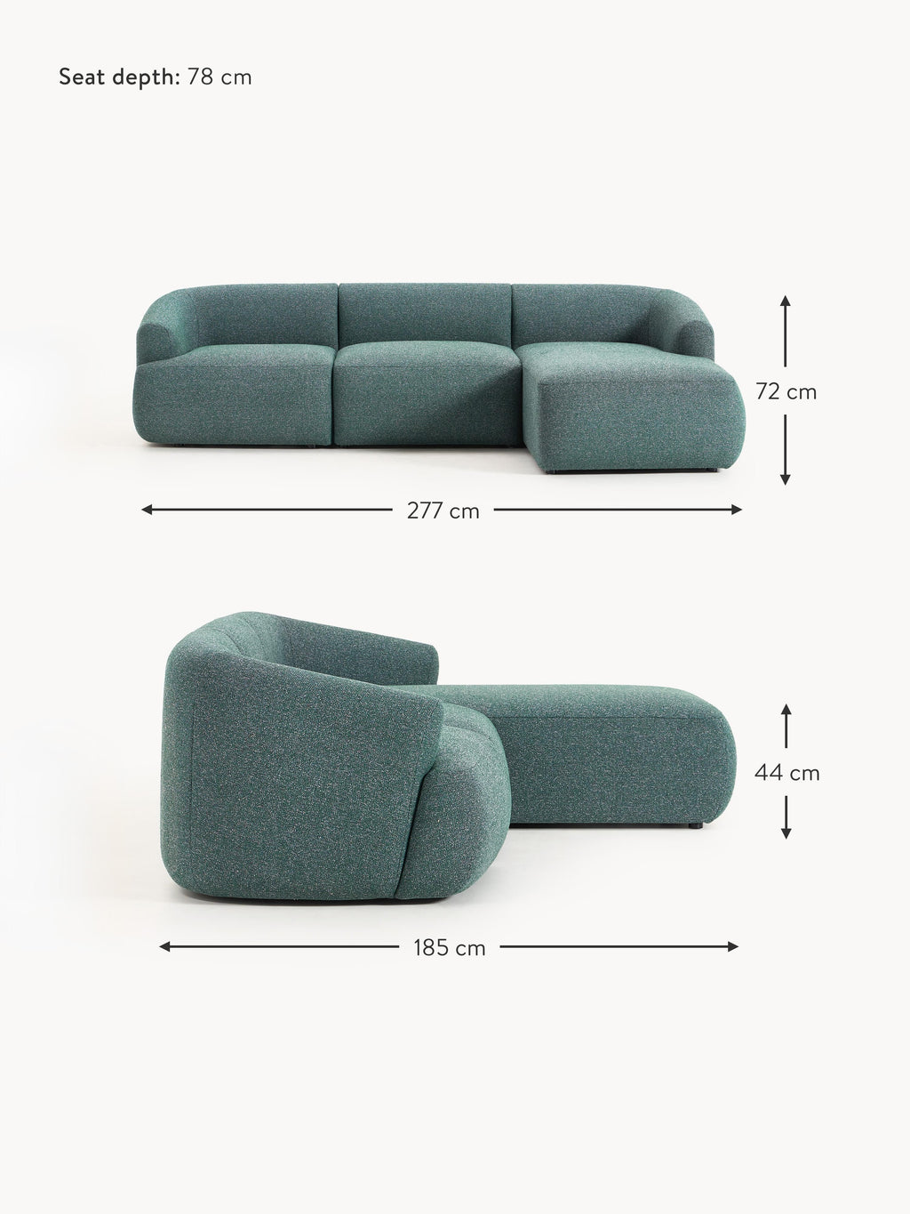Sofia Modular Bouclé Corner Sofa (4-seater)