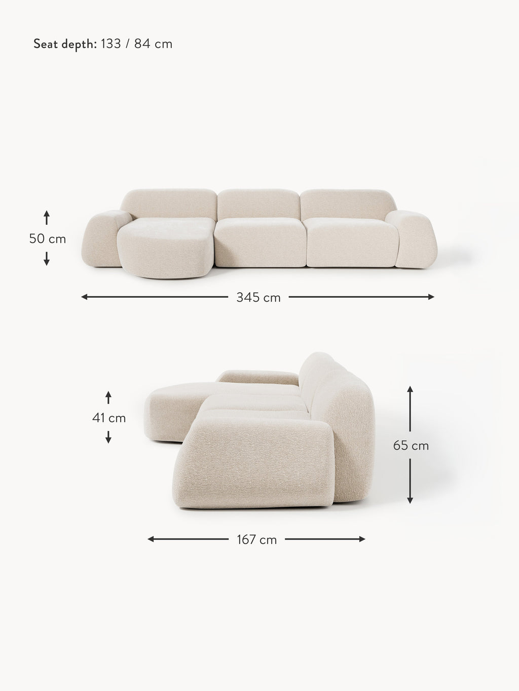 Wolke Modular Teddy Corner Sofa (4-seater)