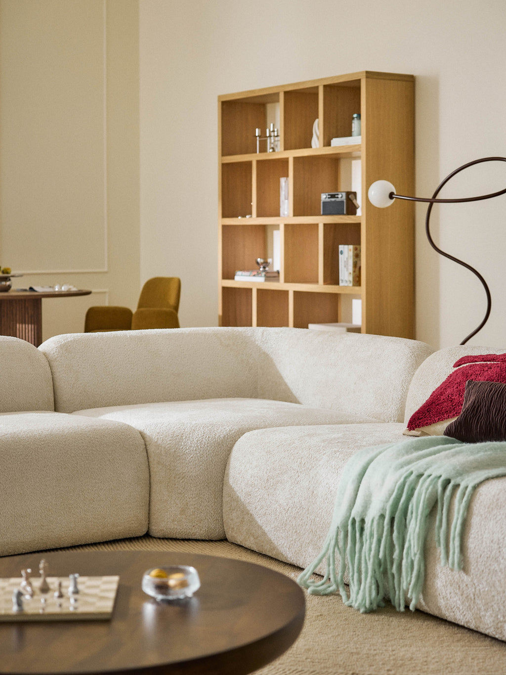 Wolke XL Modular Teddy Bouclé Corner Sofa with Chaise End