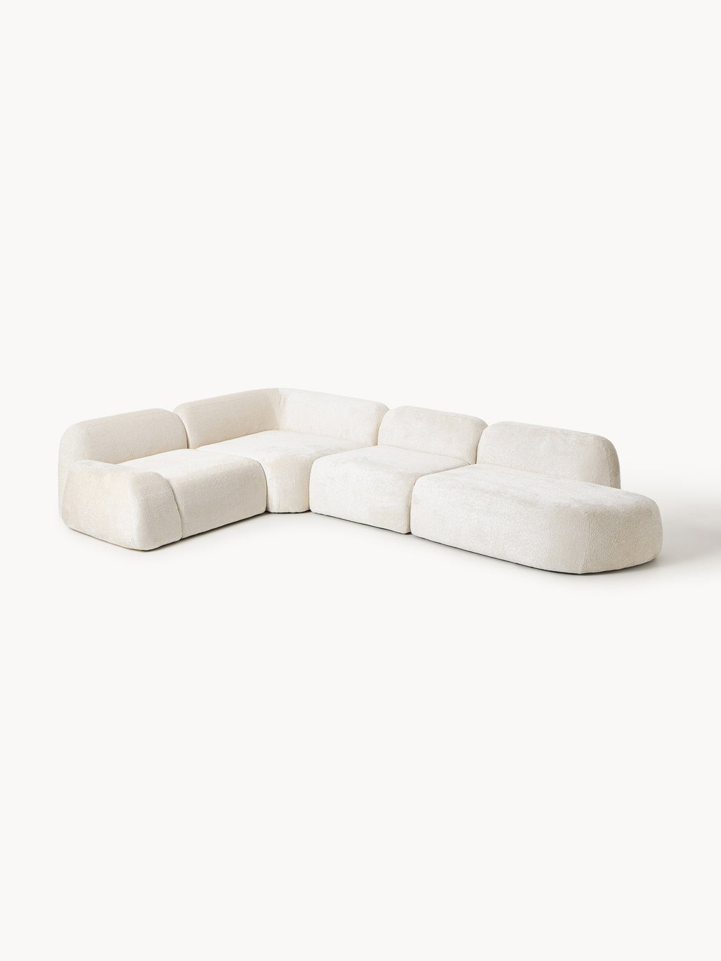 Wolke XL Modular Teddy Bouclé Corner Sofa with Chaise End