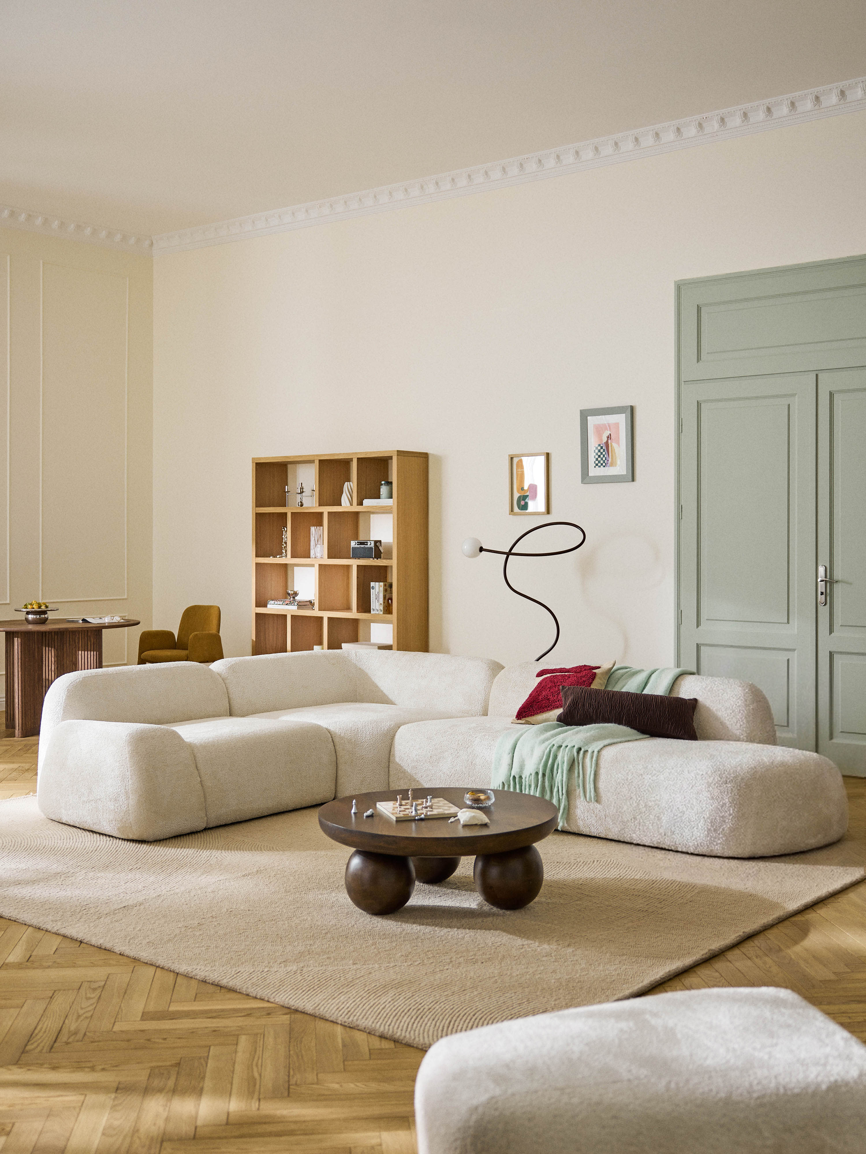Wolke XL Modular Teddy Bouclé Corner Sofa with Chaise End