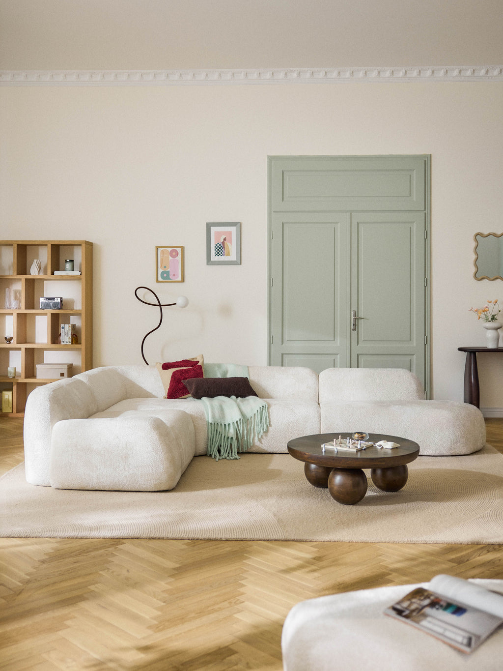 Wolke XL Modular Teddy Bouclé Corner Sofa with Chaise End